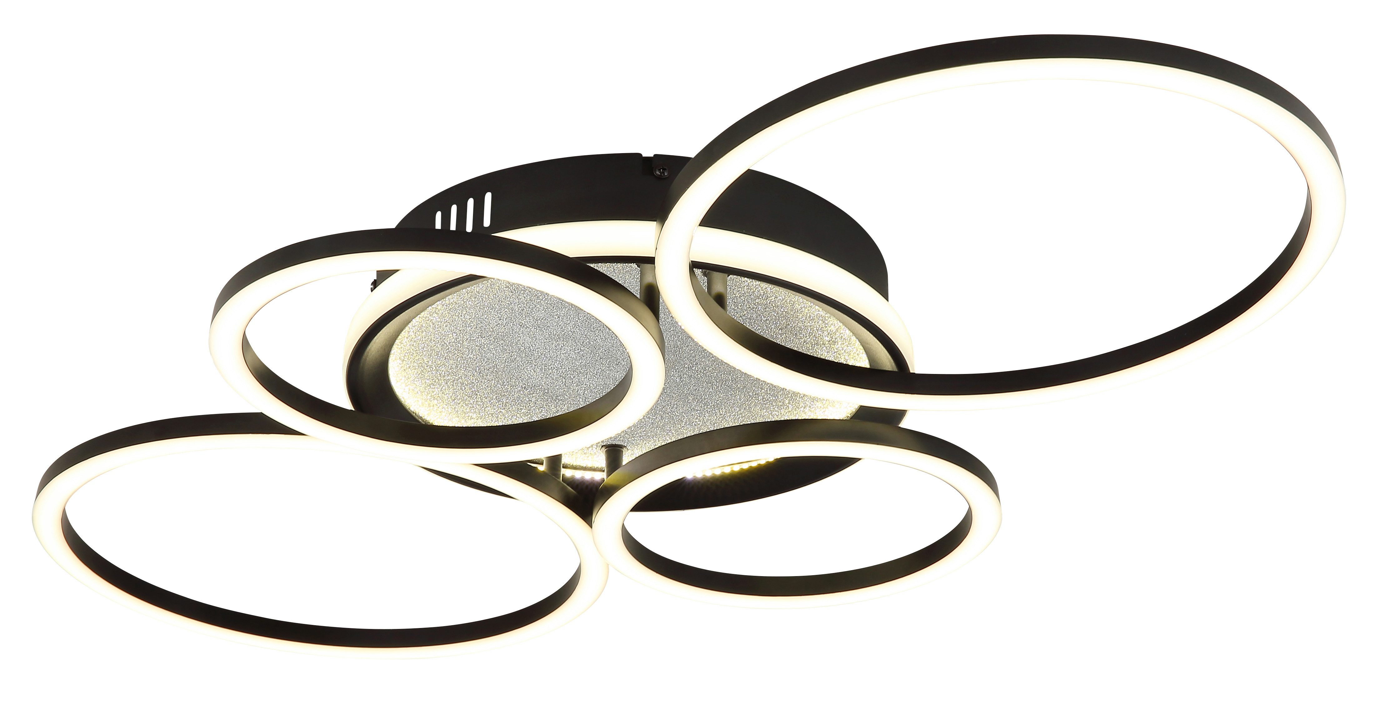 GLOBO LIGHTING Deckenleuchte ALVIS, LED fest integriert, Warmweiß, Deckenleuchte Schwarz/Silber, beweglich, LED 40W