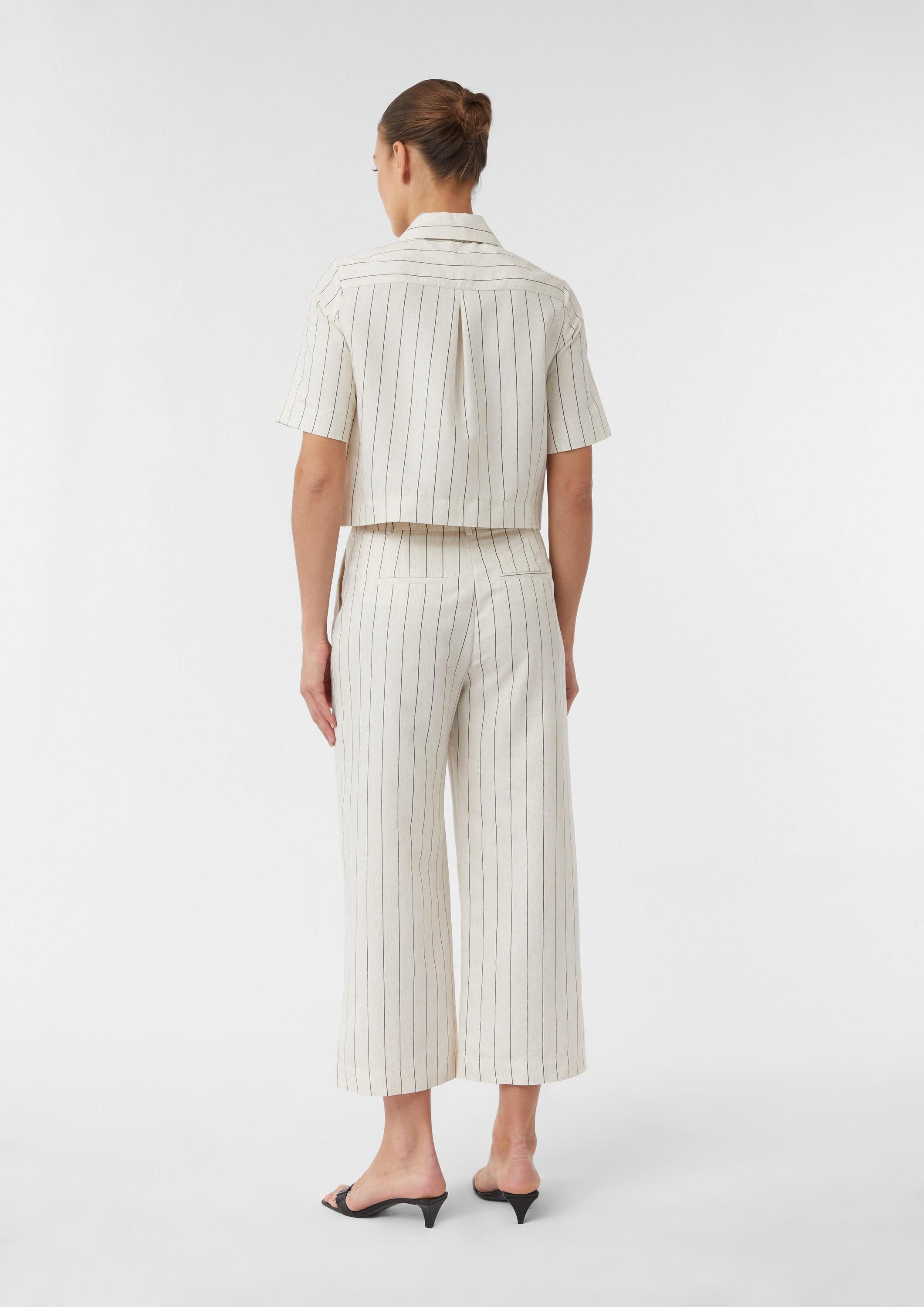 comma Chinos Hose Gestreifte Culotte aus Leinenmix