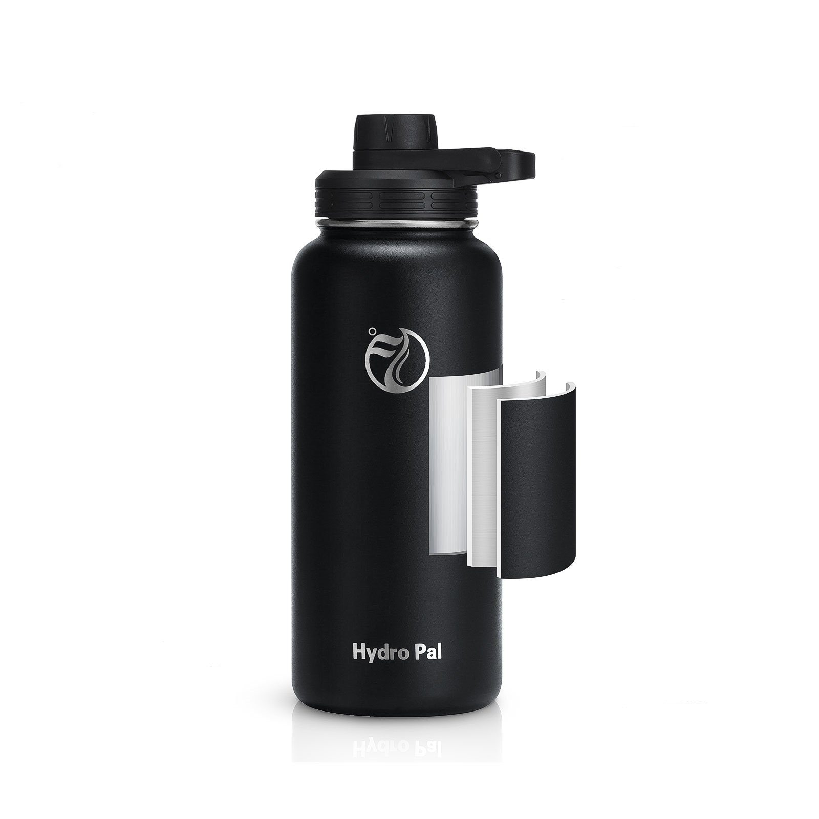 REDOM Isolierflasche Edelstahl BPA-Frei 2 geeignet Thermosflasche Strohhalm 2 Kohlensäure Auslaufsicher Deckel Wasserflasche mit Trinkflasche Schwarz Isolierte 946ml