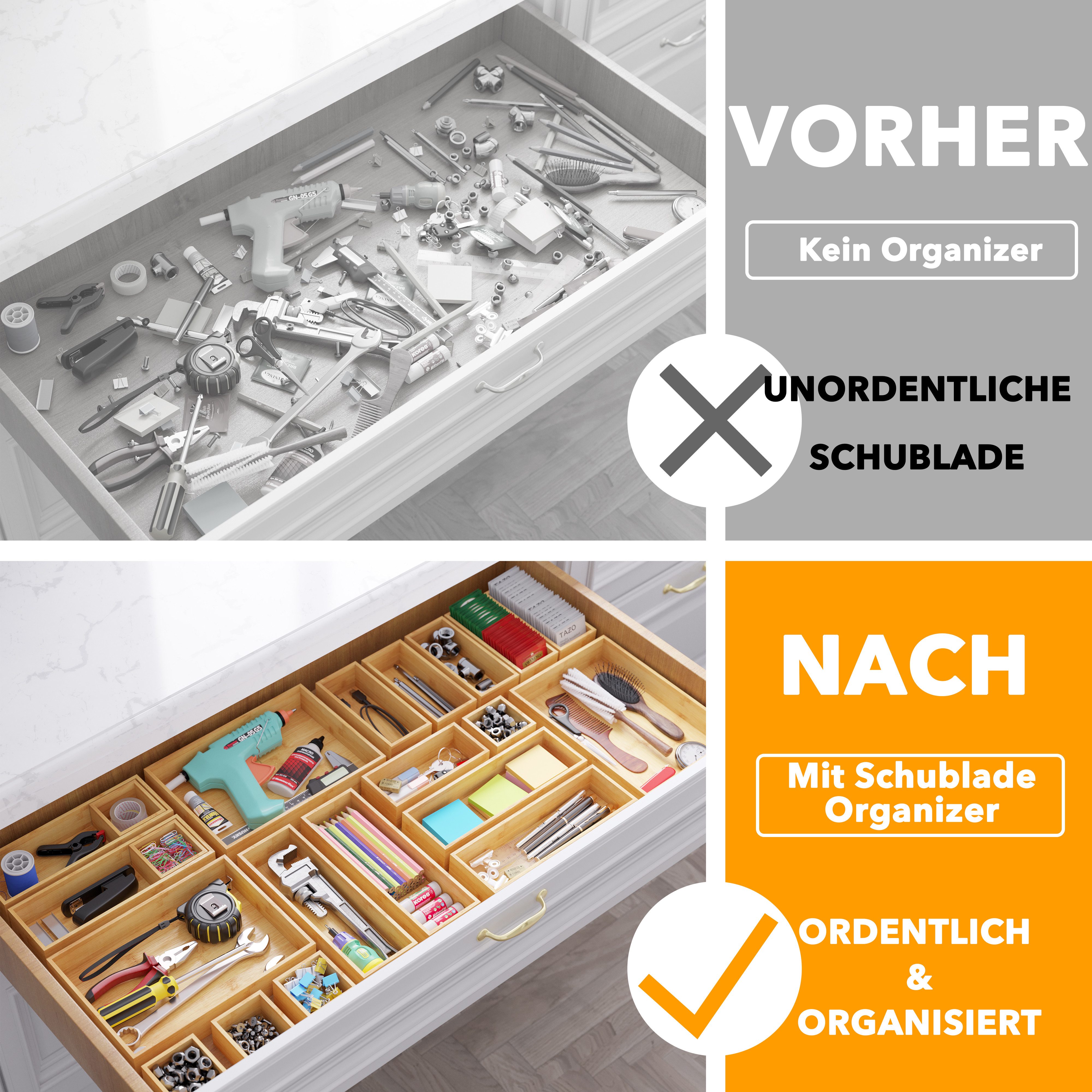 SpaceAid Aufbewahrungsbox Bambus-Schubladenorganizer-Aufbewahrungsboxen-Set günstig online kaufen