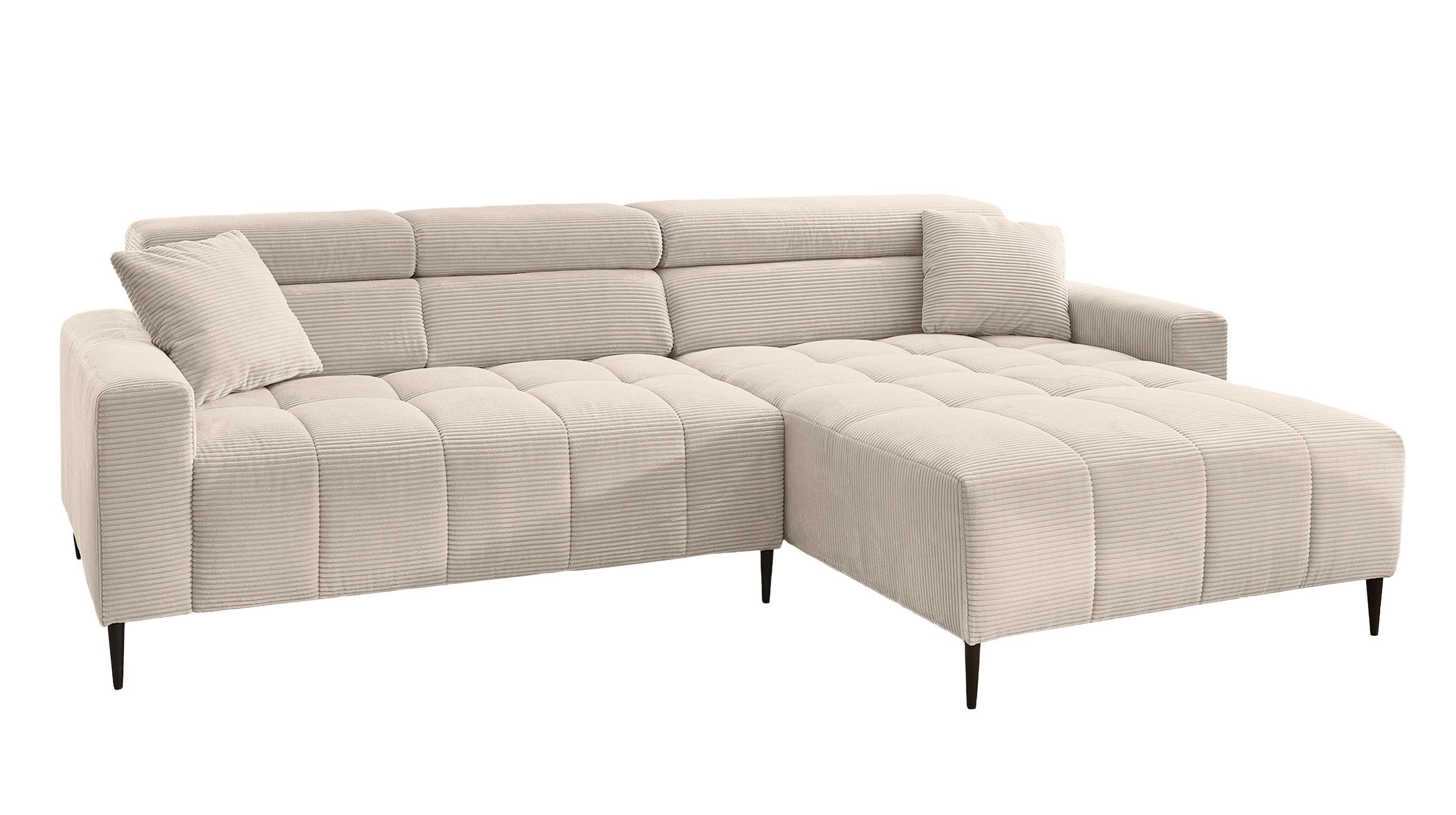 Massivart® Ecksofa Cord 256 cm / Cordsofa / Sitztiefen- & Kopfteilverstellu günstig online kaufen