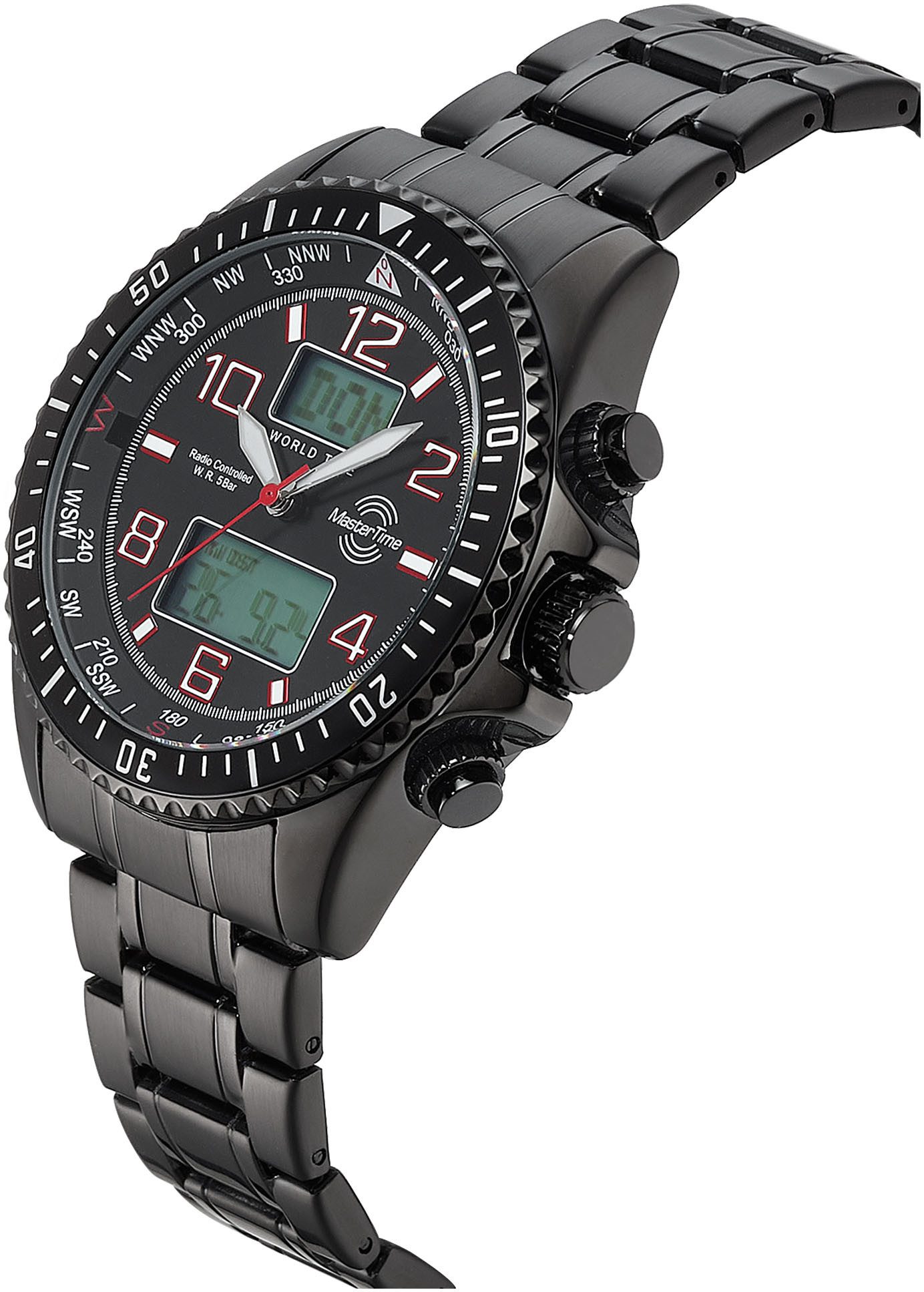 MASTER TIME Funkchronograph Super Power MTGA-10921-22M, (Set, 2-tlg., mit Wechselband), Quarzuhr, Armbanduhr, Herrenuhr, ideal auch als Geschenk