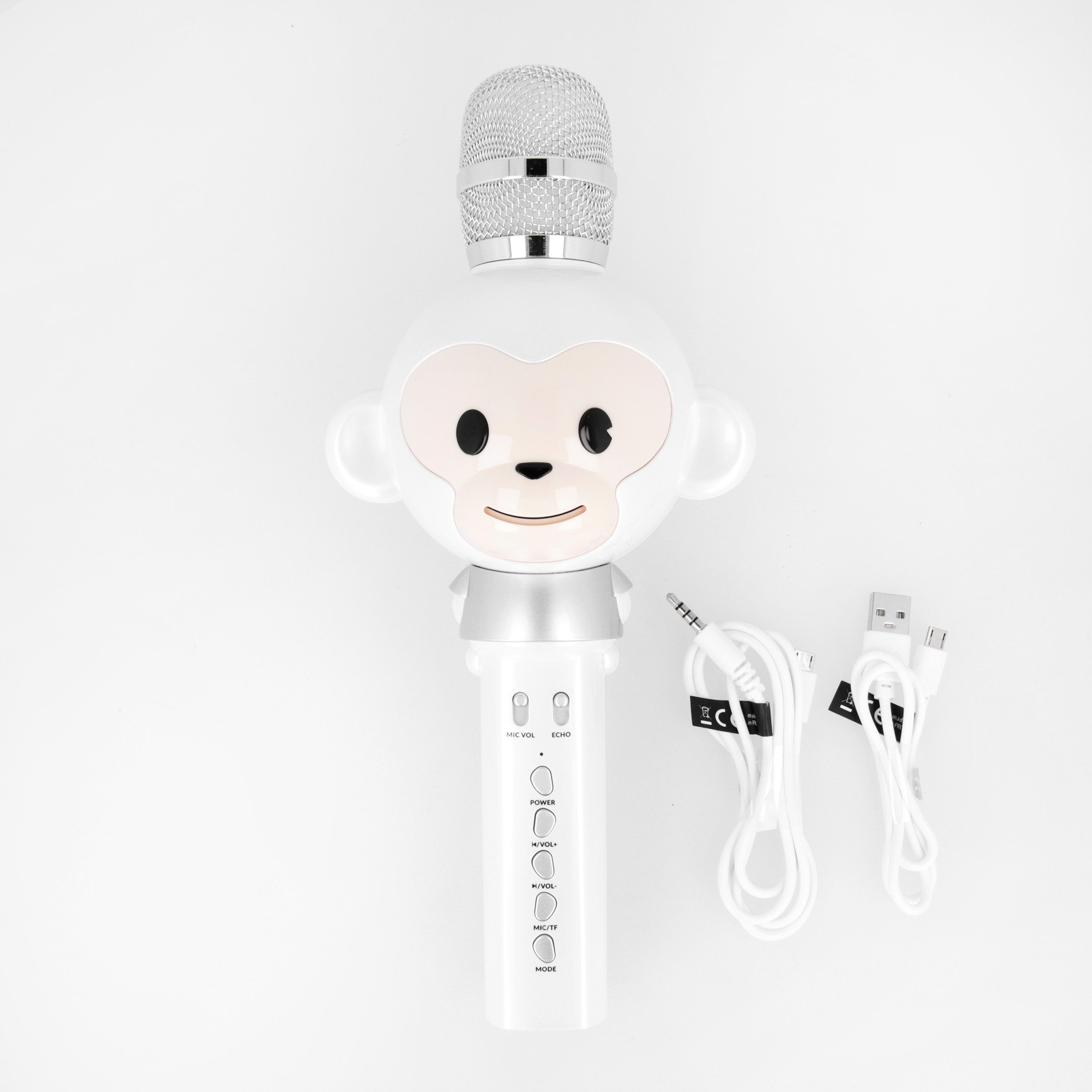 MaXlife Bluetooth-Mikrofon mit Lautsprecher Animal weiß Bluetooth-Lautsprecher