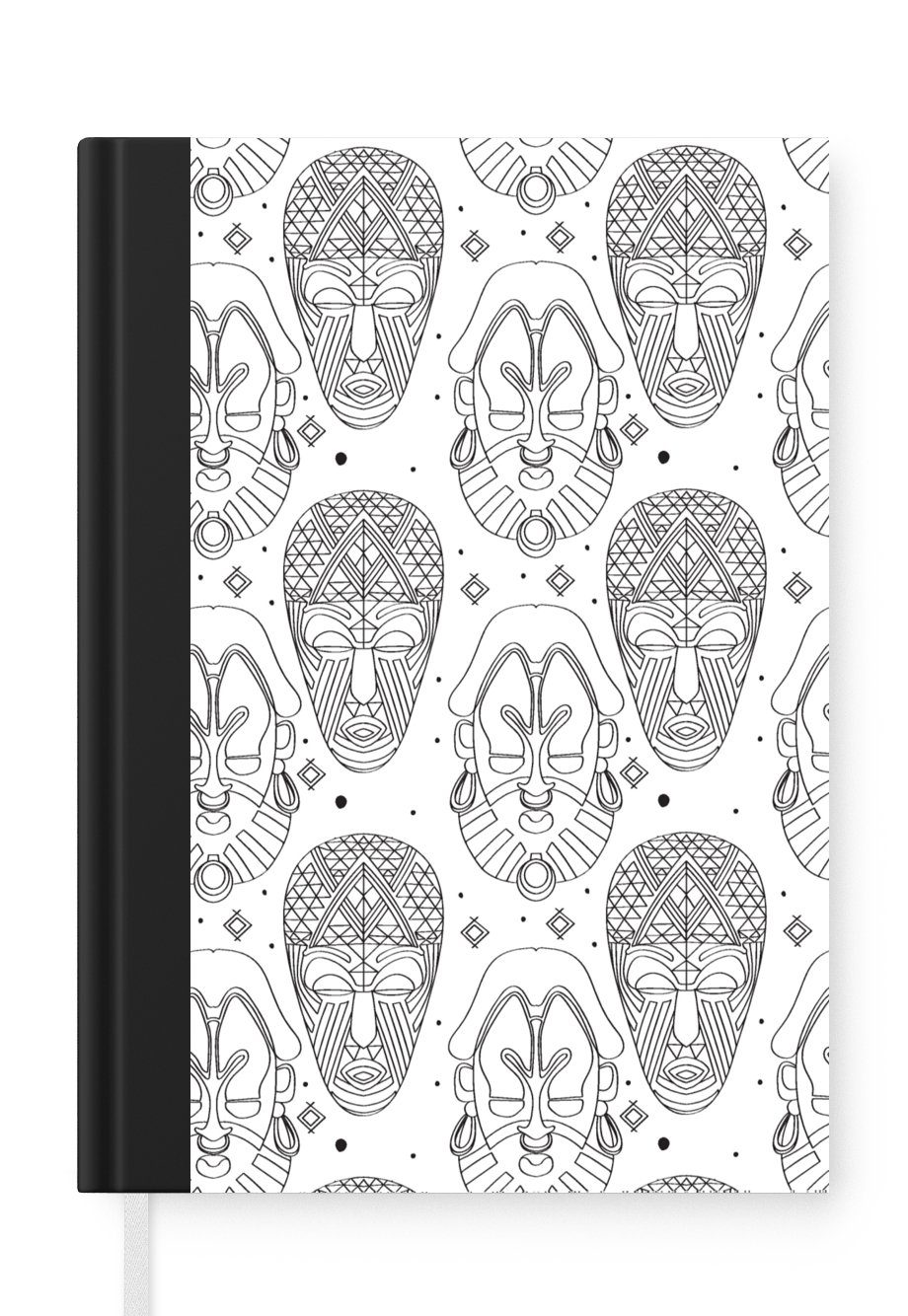 MuchoWow Notizbuch Muster - Masken Merkzettel, 98 Seiten, A5, - Haushaltsbuch Südamerika, Journal, Notizheft, Tagebuch