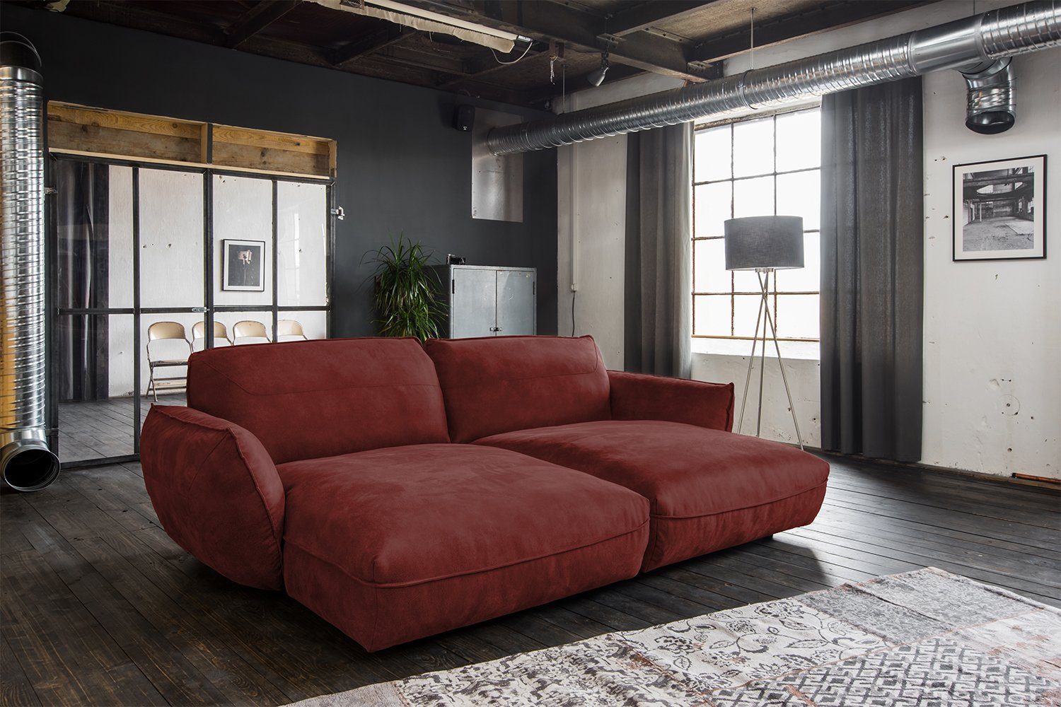 KAWOLA Big-Sofa »DAVITO«, Longchair Leder oder Lederimitat im Vintagelook,  versch. Farben