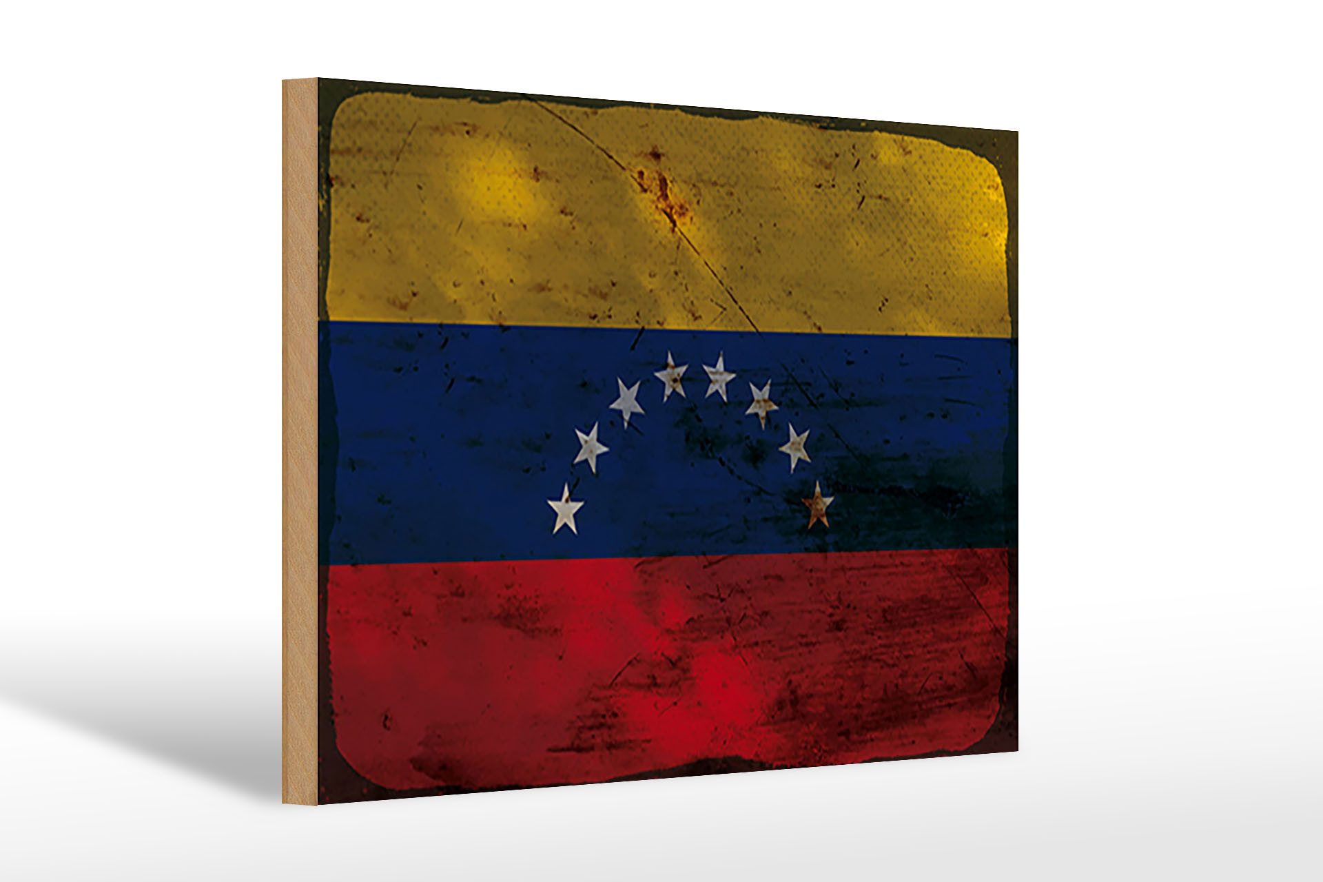 Femer GmbH Holzbild Flagge Venezuela 30x20cm Flag Venezuela Rost, Flaggen (1 St), Glatte Holzfaserplatte (MDF), vorn beschichtet