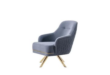 JVmoebel Sessel Blauer Einsitzer Designer Einrichtung Edelstahlsessel Wohnzimmer (1-St., 1x Sessel), Made in Europa