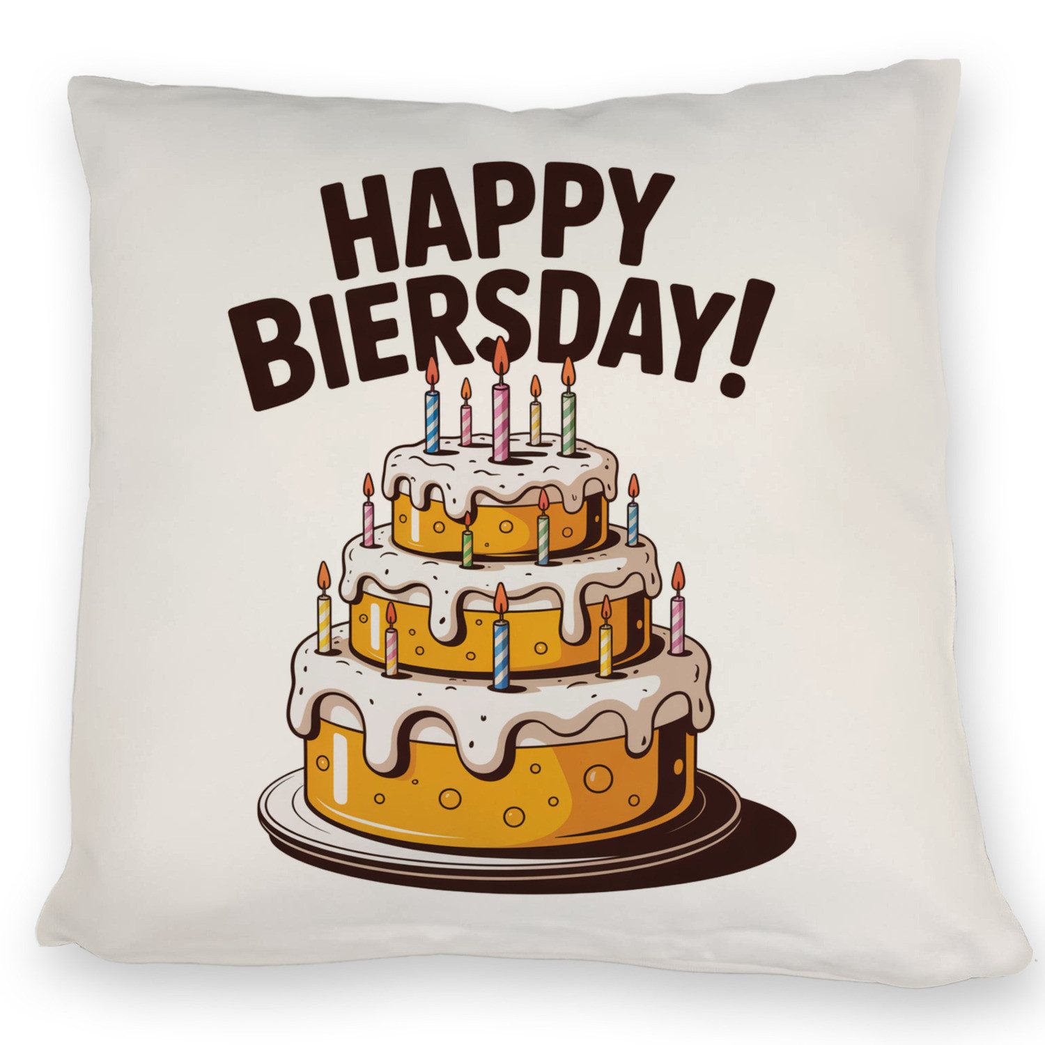 speecheese Dekokissen Bierkuchen Happy Biersday Kissen für Biertrinker zum Geburtstag