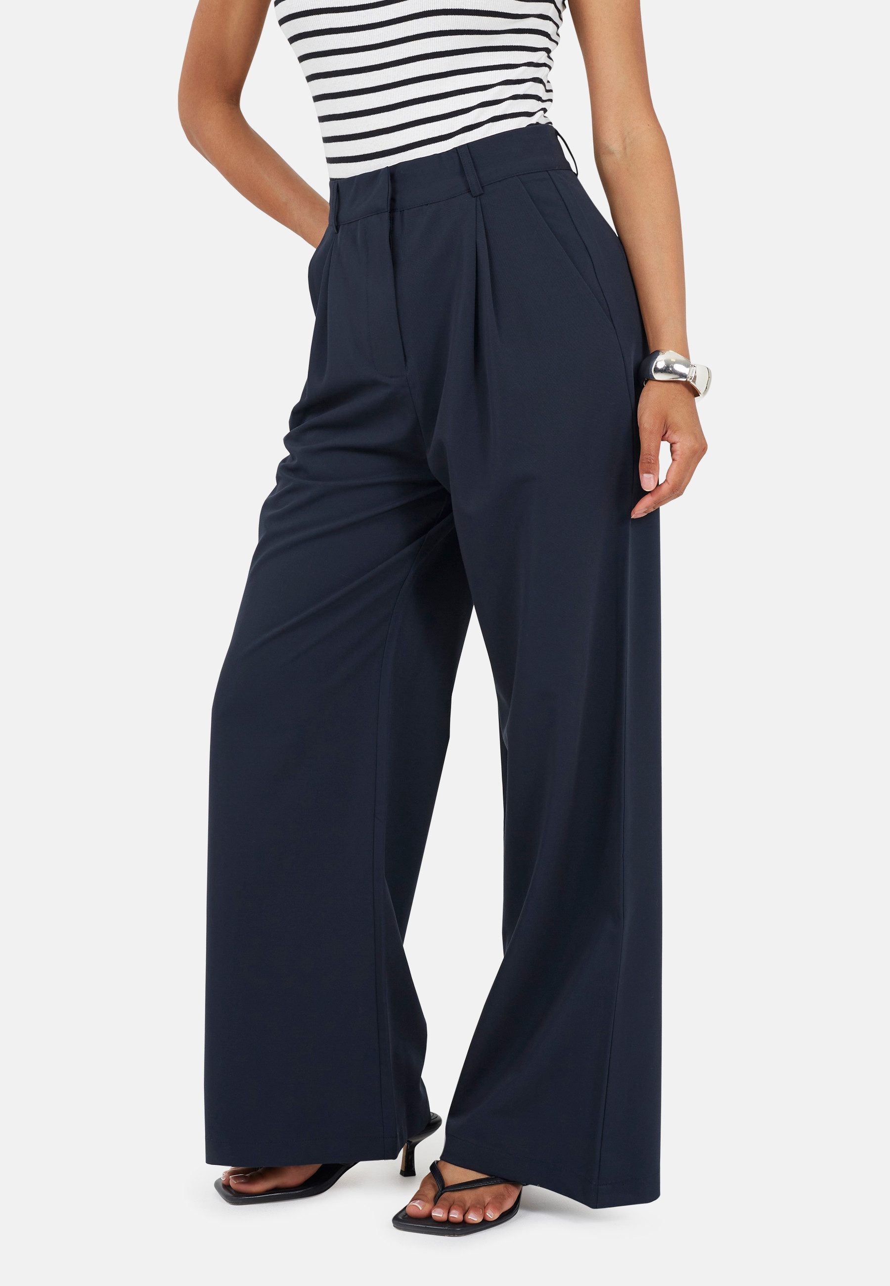Brave Soul Caprihose Damenhose mit Bundfalten