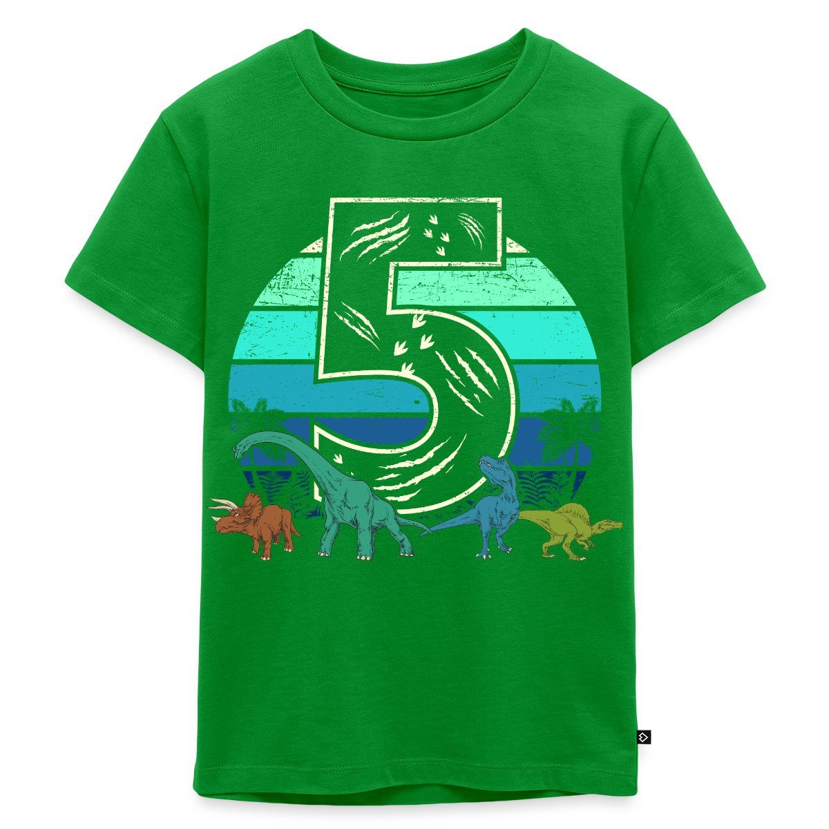 T-Shirt 5. Geburtstag Ich Bin Fünf Dino Dinosaurier Vintage Kinder Premium T-S