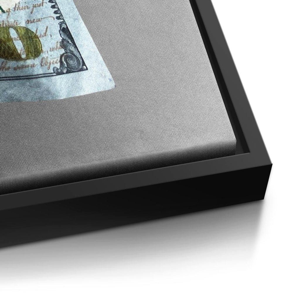 Money silberner V2 Leinwandbild, Rahmen Premium Motivationsbild Crumble - DOTCOMCANVAS®