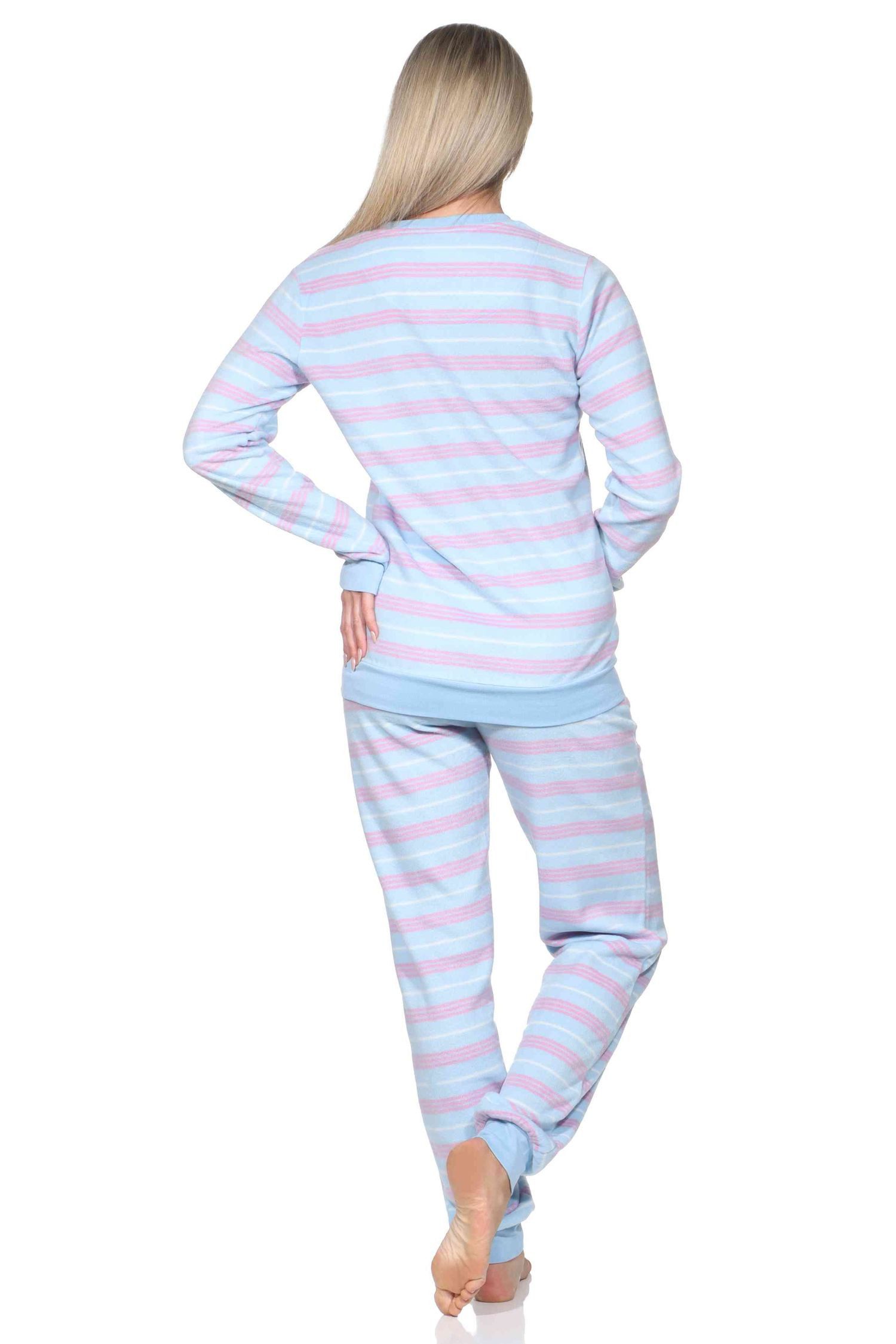 Normann Pyjama Normann Damen langarm Fleece Pyjama mit Bündchen in chilligen Look – Bild 4 von 4