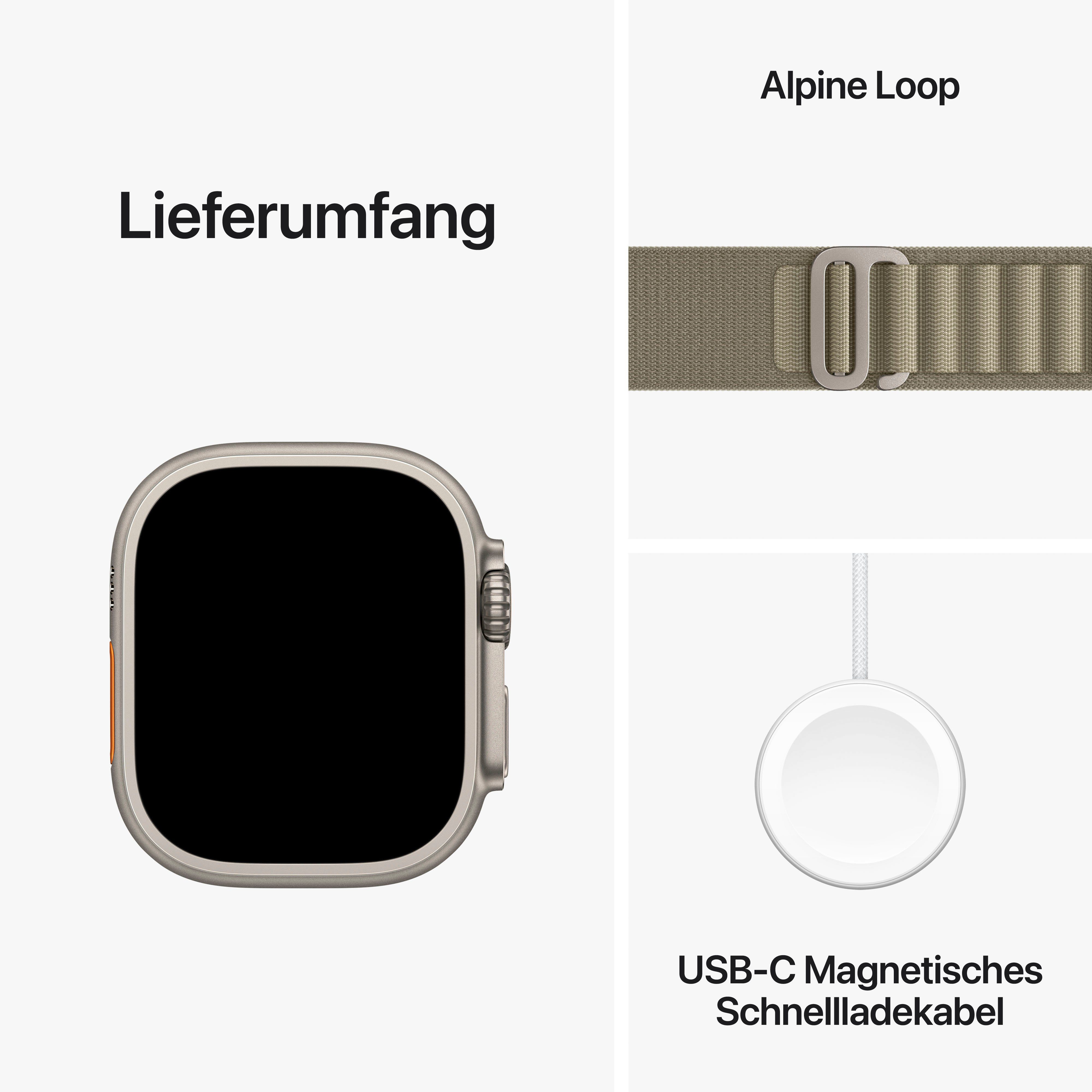 Smartwatch Loop 49 Titanium Zoll, Alpine Apple | + 10), Alpine Watch Titanium/Olive OS Ultra Watch mm Cellular 2 Medium GPS olive (4,9 cm/1,92