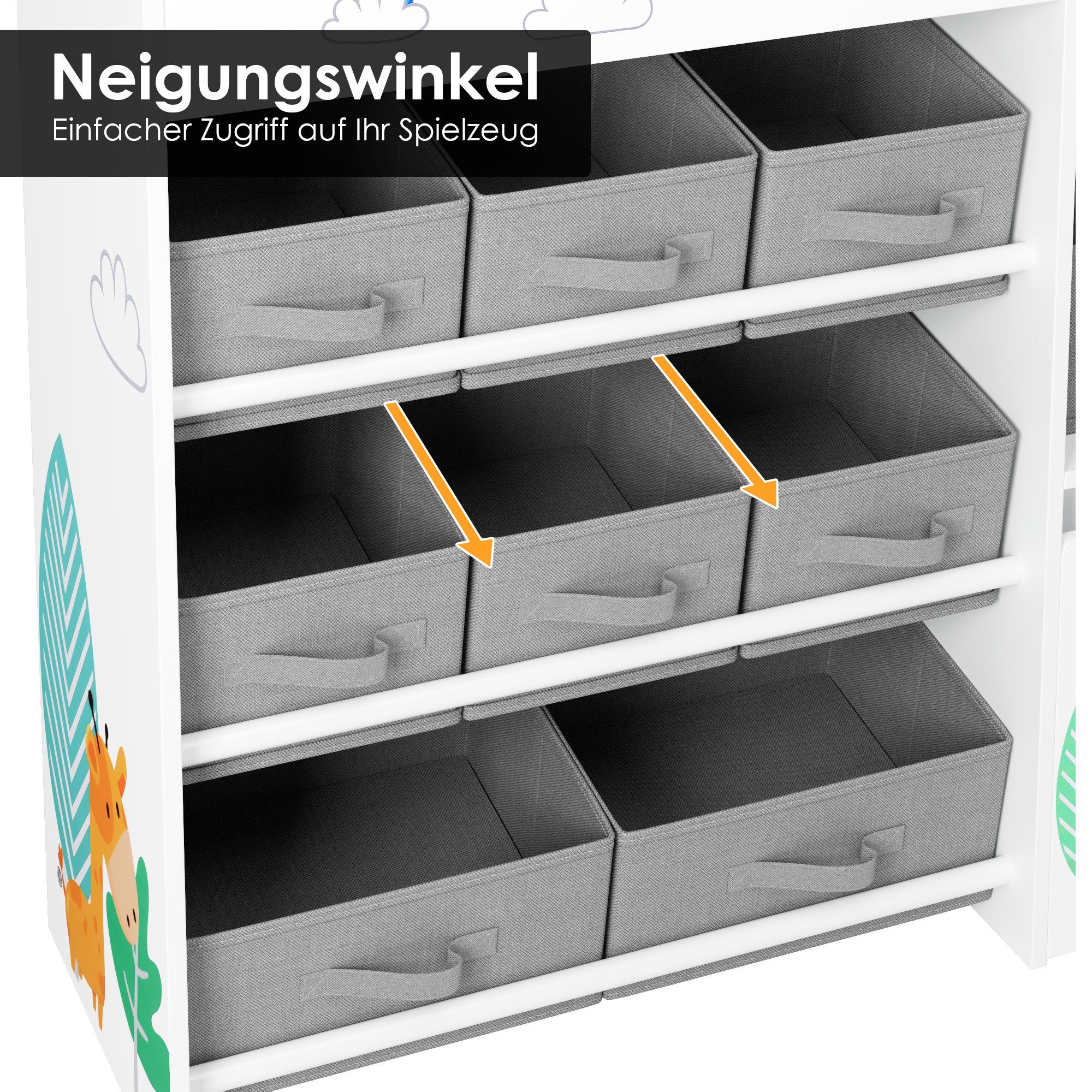 HOMECHO Toy Chest, Children's Shelf with 10 Fabric Storage Boxes