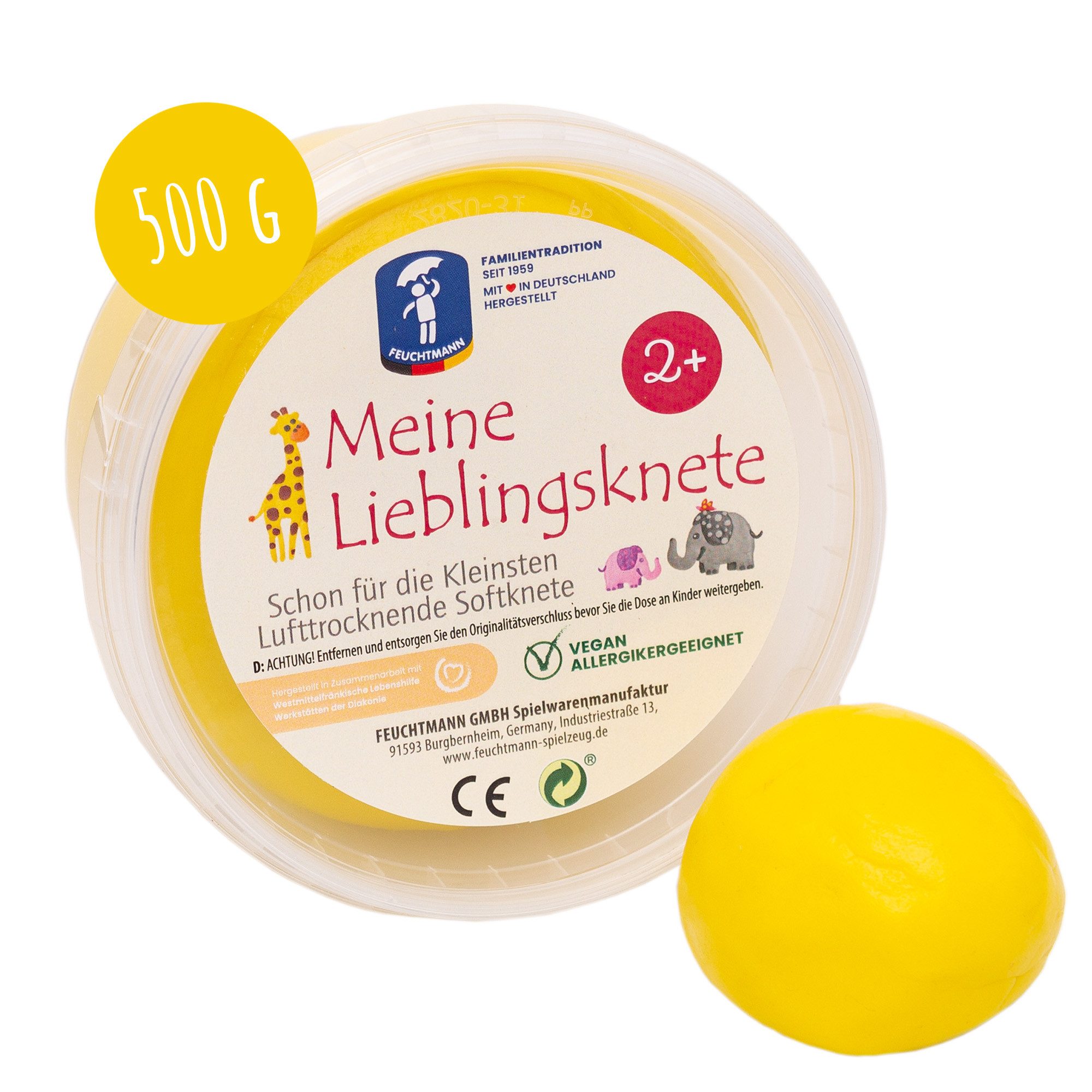 Feuchtmann Knete MEINE LIEBLINGSKNETE Edu Edition Gelb (1-tlg), 500g vegane glutenfreie Kinderknete ab 2 Jahren