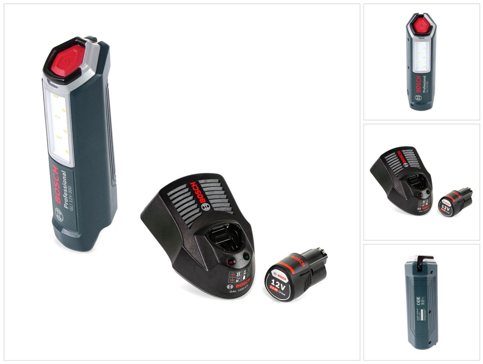 Bosch Professional Baustrahler Professional GLI 12V-300 Akku Lampe + 1x GBA 12 V 3,0 Ah Akku + GAL 1