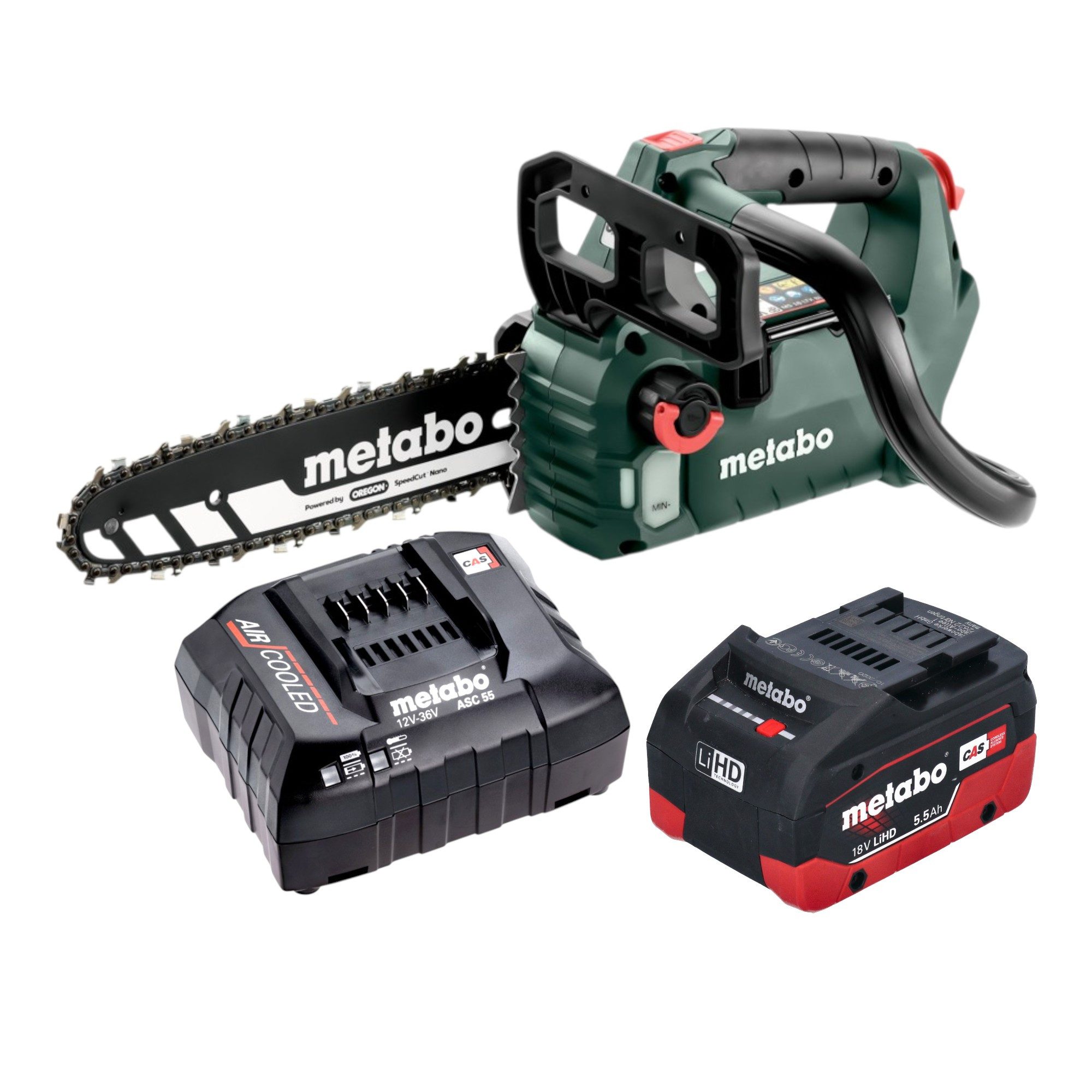 metabo Akku-Kettensäge MS 18 LTX BL 25 18 V 25 cm Brushless + 1x LiHD Akku 5,5 Ah + Ladegerät