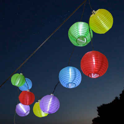 Spetebo LED-Lichterkette Party Lichterkette - 10 bunte LED Lampions, 10-flammig, Lampion Lichterkette Party-Deko