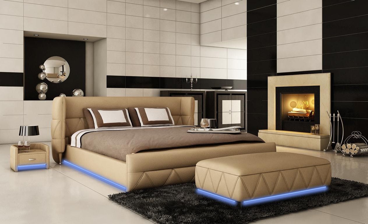 Xlmoebel Polsterbett Modernes Lederbett in luxuriösem Design für Hotels (Bett, 1-tlg., Designer Bett B1310), Hergestellt in Europa