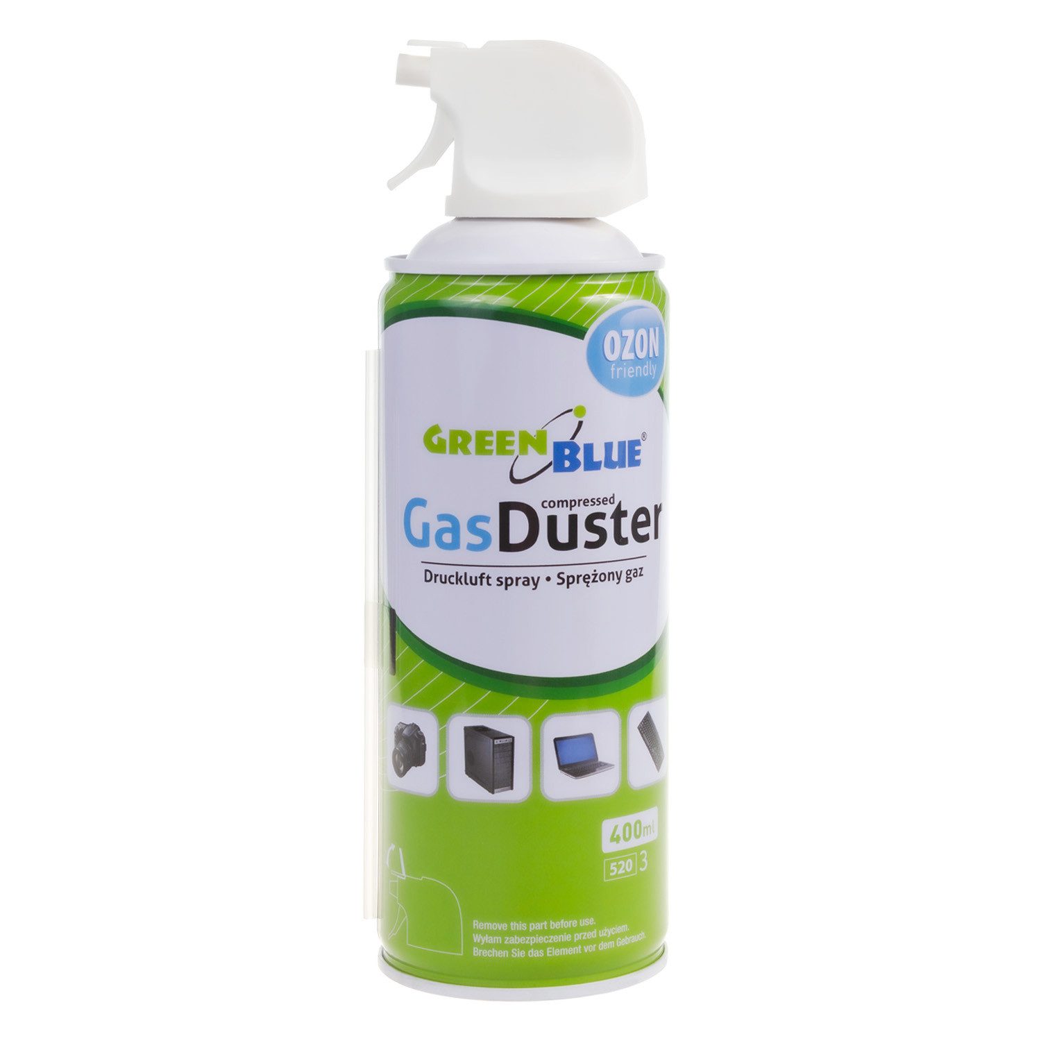 GreenBlue GB400 Druckluftspray Air Duster für Tastatur PC Konsole LEGO-Modelle Druckluftreiniger (1-St. 400-ml-Flasche mit Sprühkopfverlängerung Druckluft Druckgasreiniger Entfernt Staub in Sekunden)