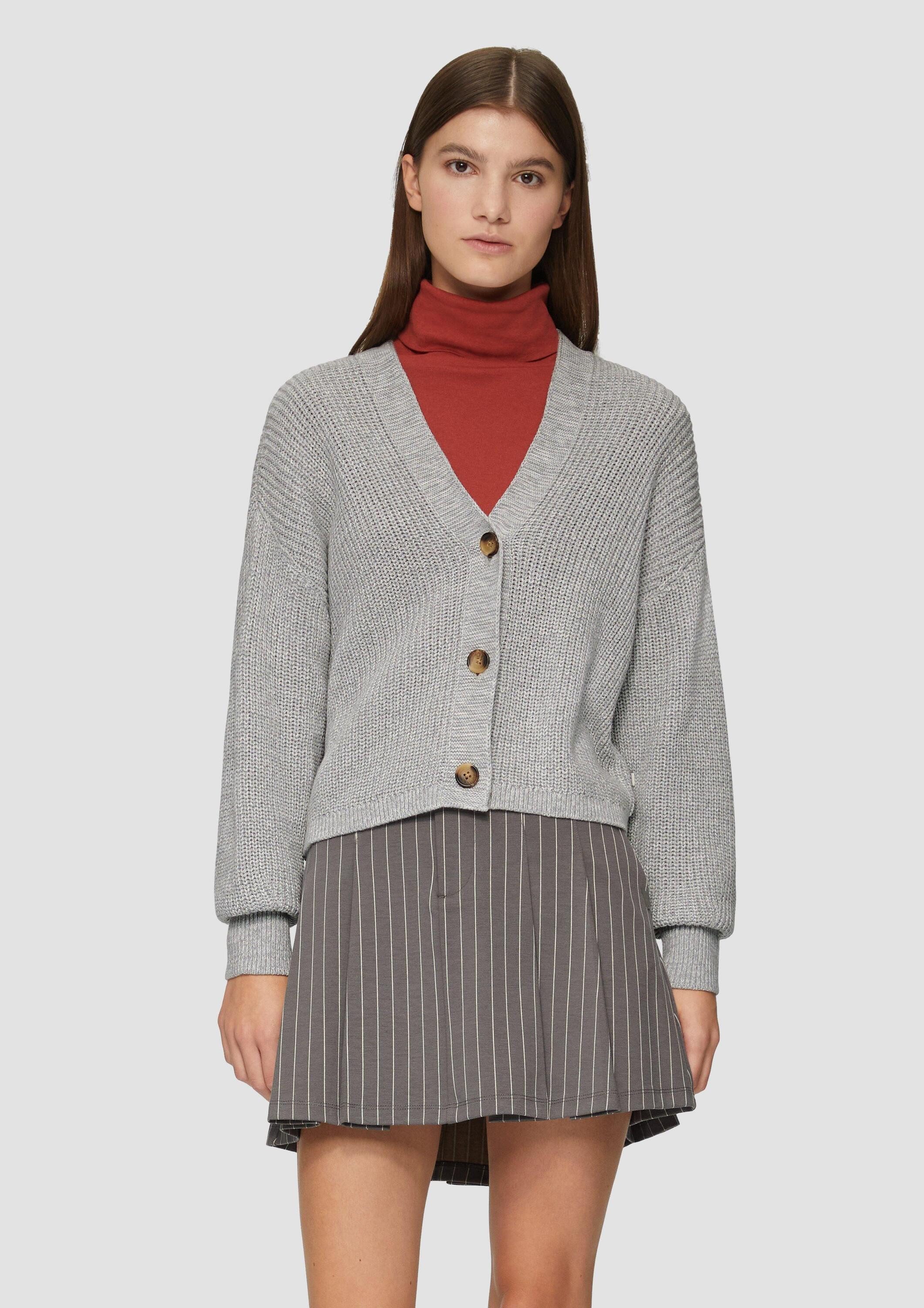 QS Cardigan Strickjacke Strickjacke aus Baumwollmix