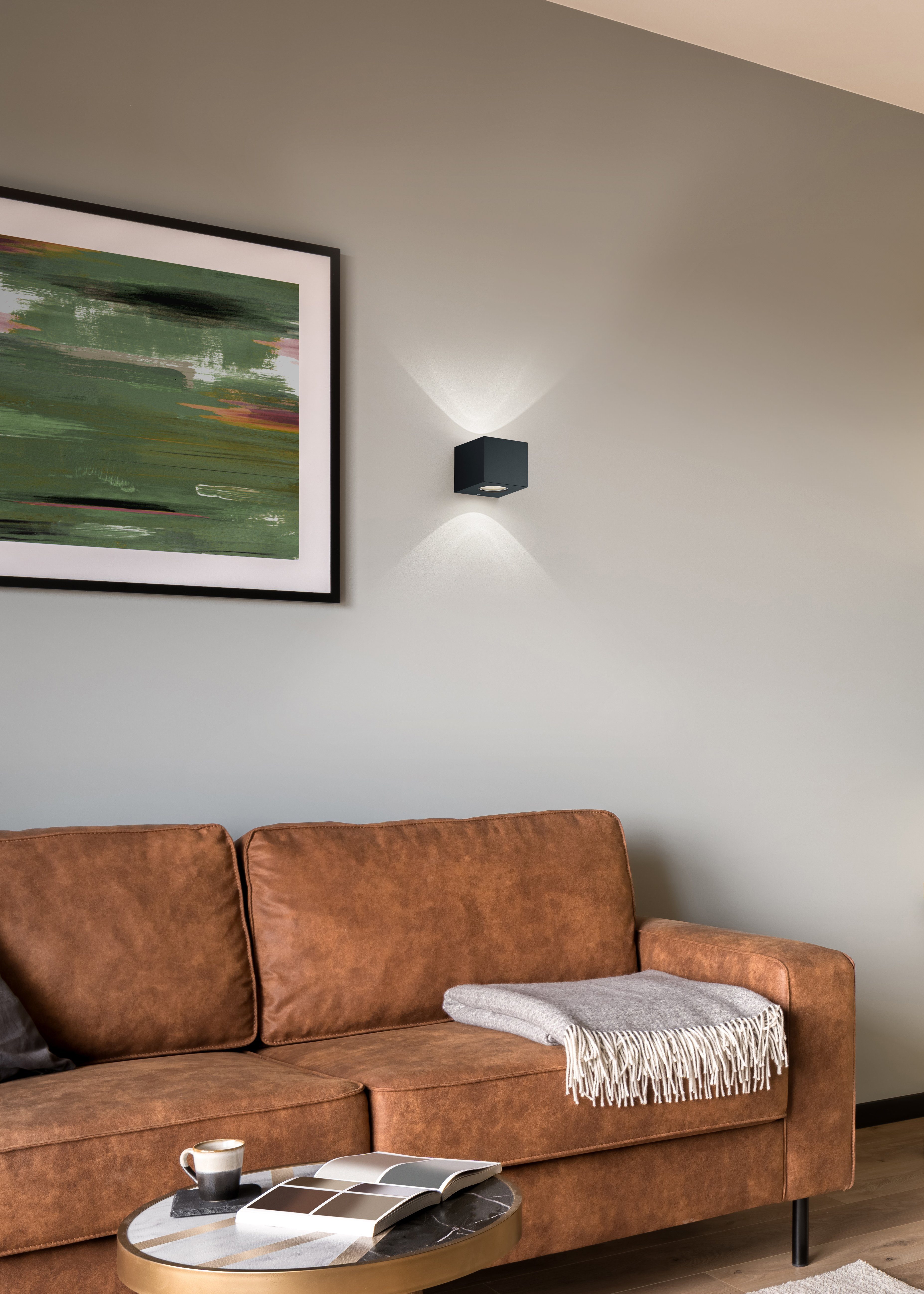 Reality Leuchten LED Außen-Wandleuchte Cordoba, LED fest integriert, Warmweiß, Schwarz matt, Up and down Beleuchtung, IP44, warmweiß 3000 Kelvin