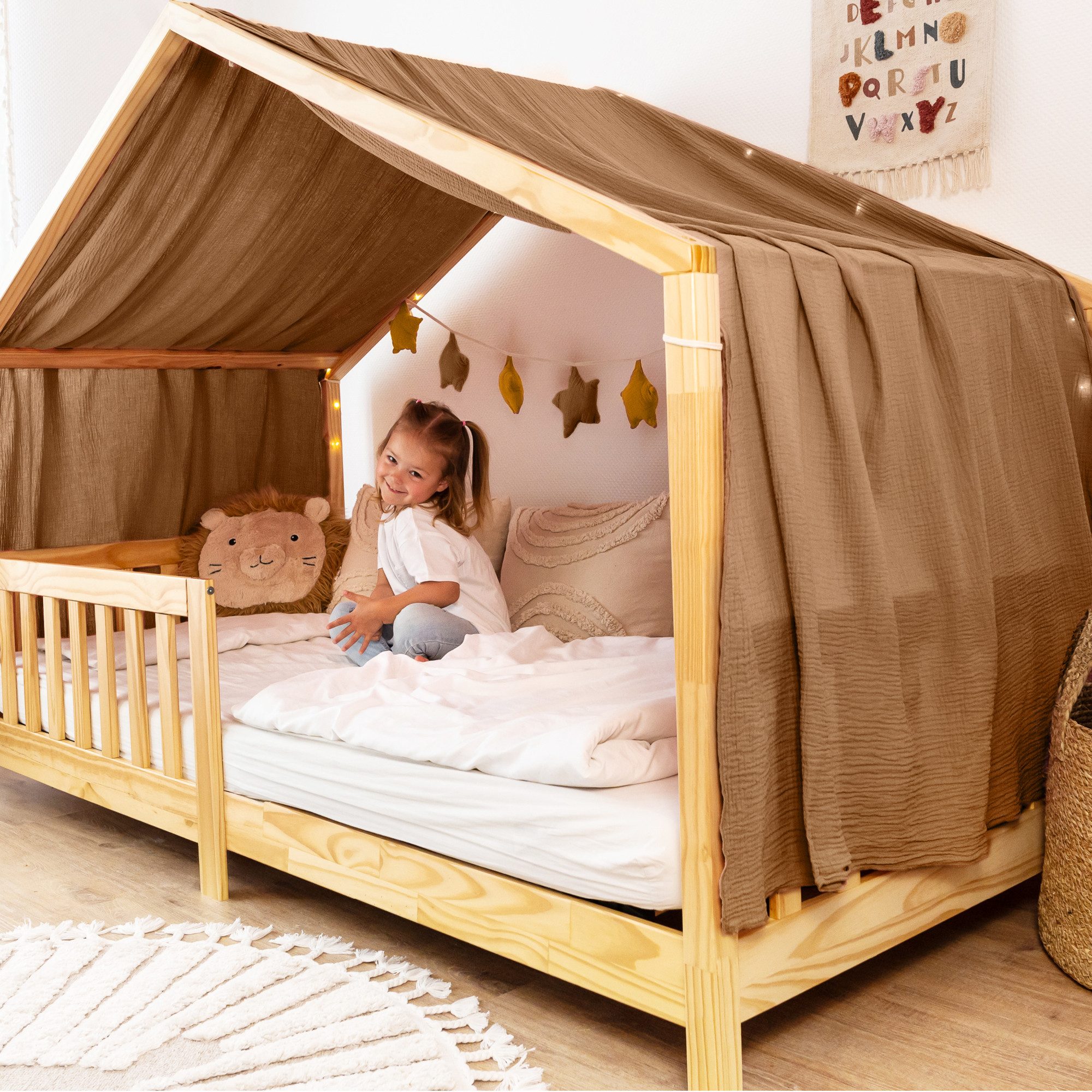 lilimaus Betthimmel Himmel für Hausbett aus Musselin - Länge 320, 360 oder 420 cm (1-tlg), macht das Hausbett zur Kuschelhöhle - weicher, luftiger Musselin