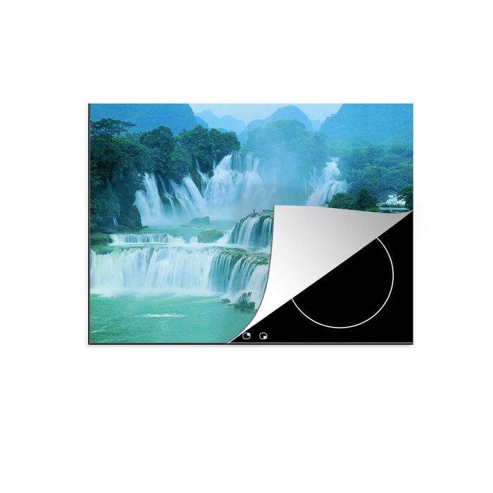 MuchoWow Herdblende-/Abdeckplatte Neblige Detian-Wasserfälle in China Vinyl (1 tlg) Mobile Arbeitsfläche nutzbar Ceranfeldabdeckung