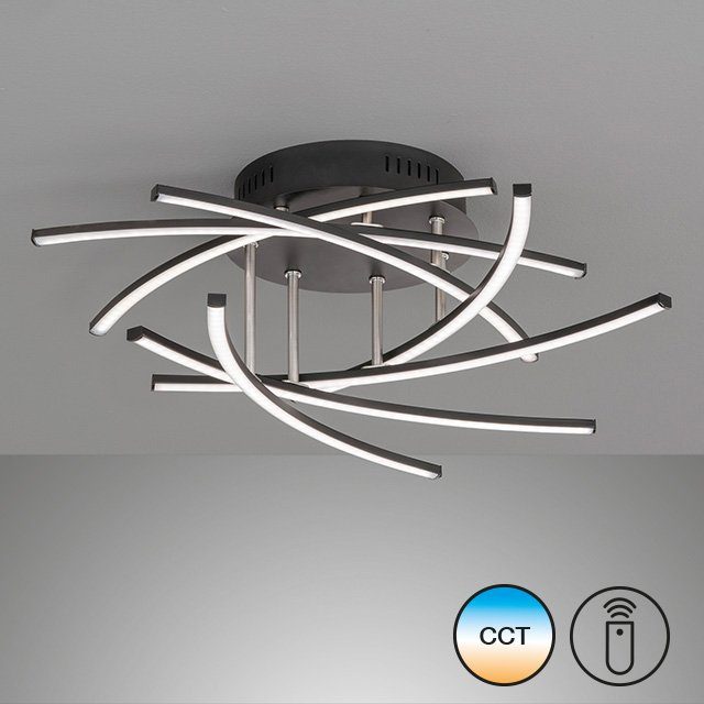 FISCHER & HONSEL LED Deckenleuchte Cross TW, CCT - über Fernbedienung, LED fest integriert, warmweiß - kaltweiß