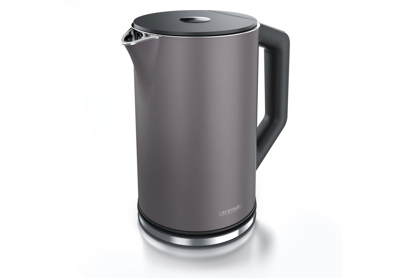 Arendo Wasserkocher aus Edelstahl, Temperatureinstellung 40°–100°C mit Anzeige, Doppelwand, 1,5 l, 2200 W, Teekocher mit Temperaturanzeige, in 5 °C-Schritten einstellbar