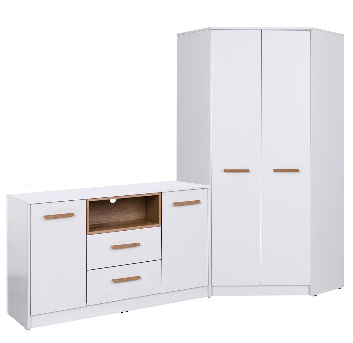 Marmex Möbel Garderoben-Set GRANT SET 18 Kommode Eckschrank Schlafzimmer-Set, (2-St), Scharniere Soft-Close, Vollauszug der Schubladen