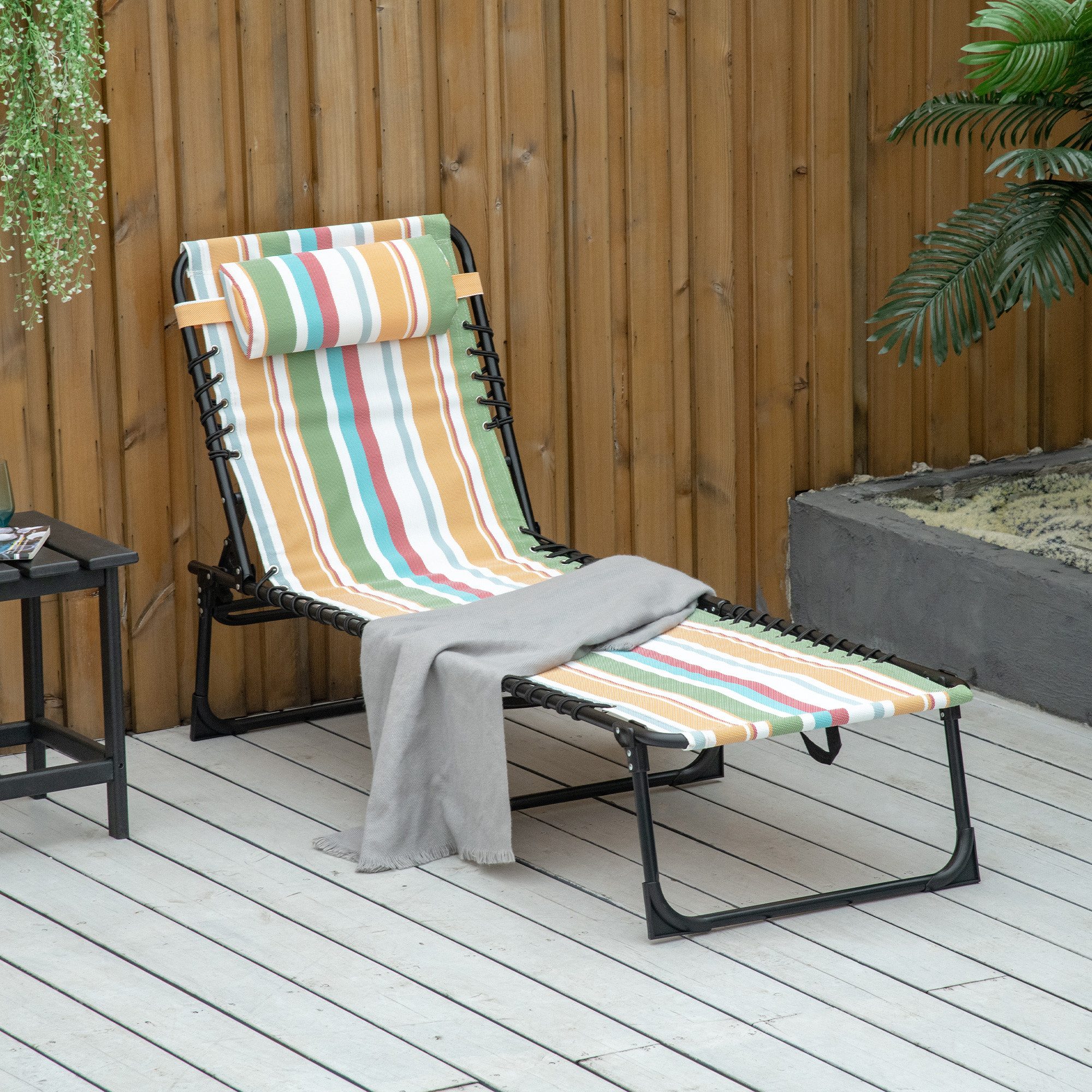 Outsunny Gartenliege mit 4-Fach verstellbare Rückenlehne, günstig online kaufen