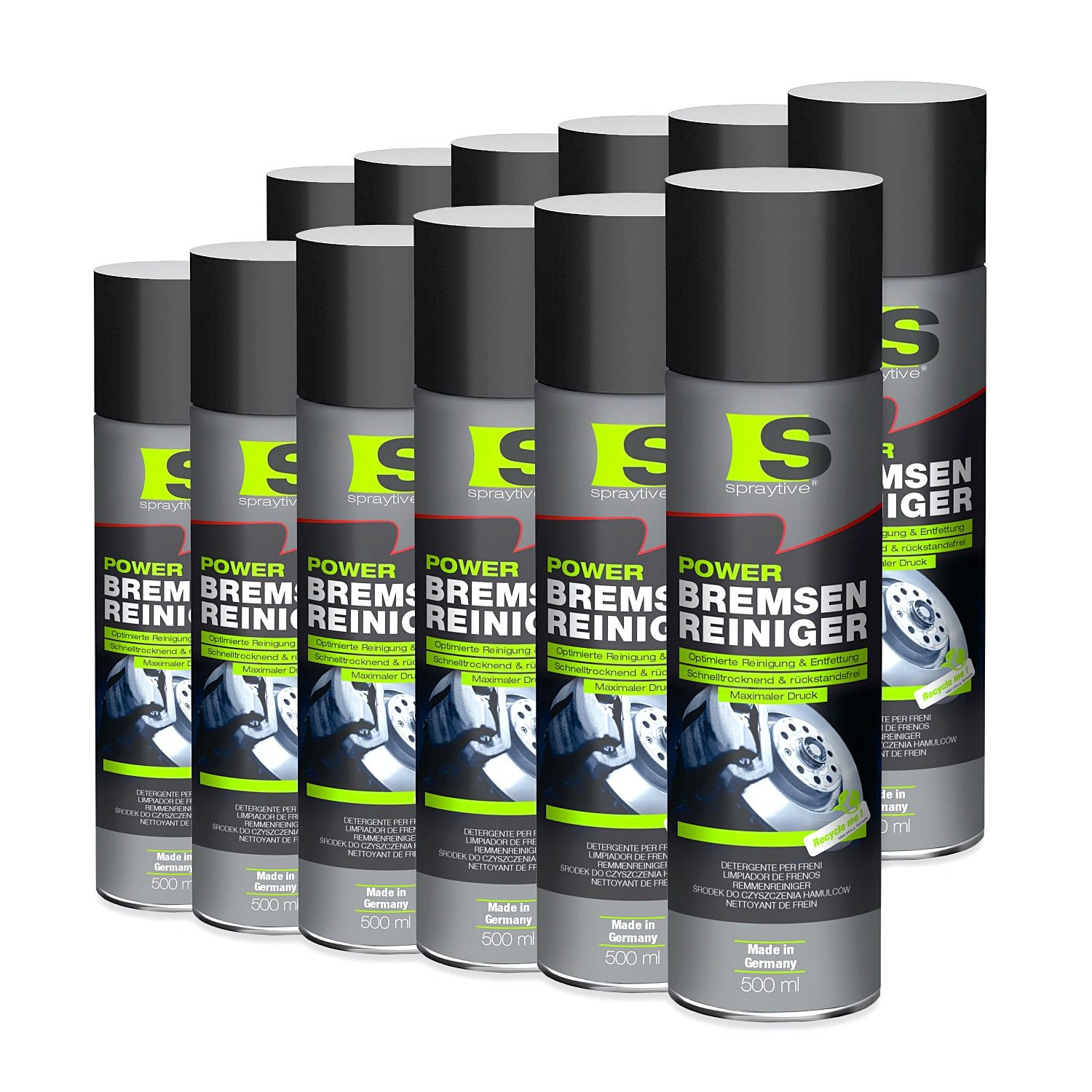 Spraytive 12x 500ml Power Teilereiniger-Spray - Hochwirksamer Kaltreiniger und Bremsenreiniger (Made in Germany)