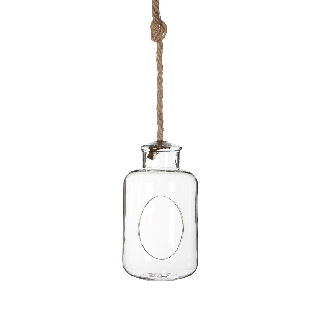 NaDeco Dekovase Pflanzenglas Deko Flasche zum Hängen h. 21cm Ø12cm