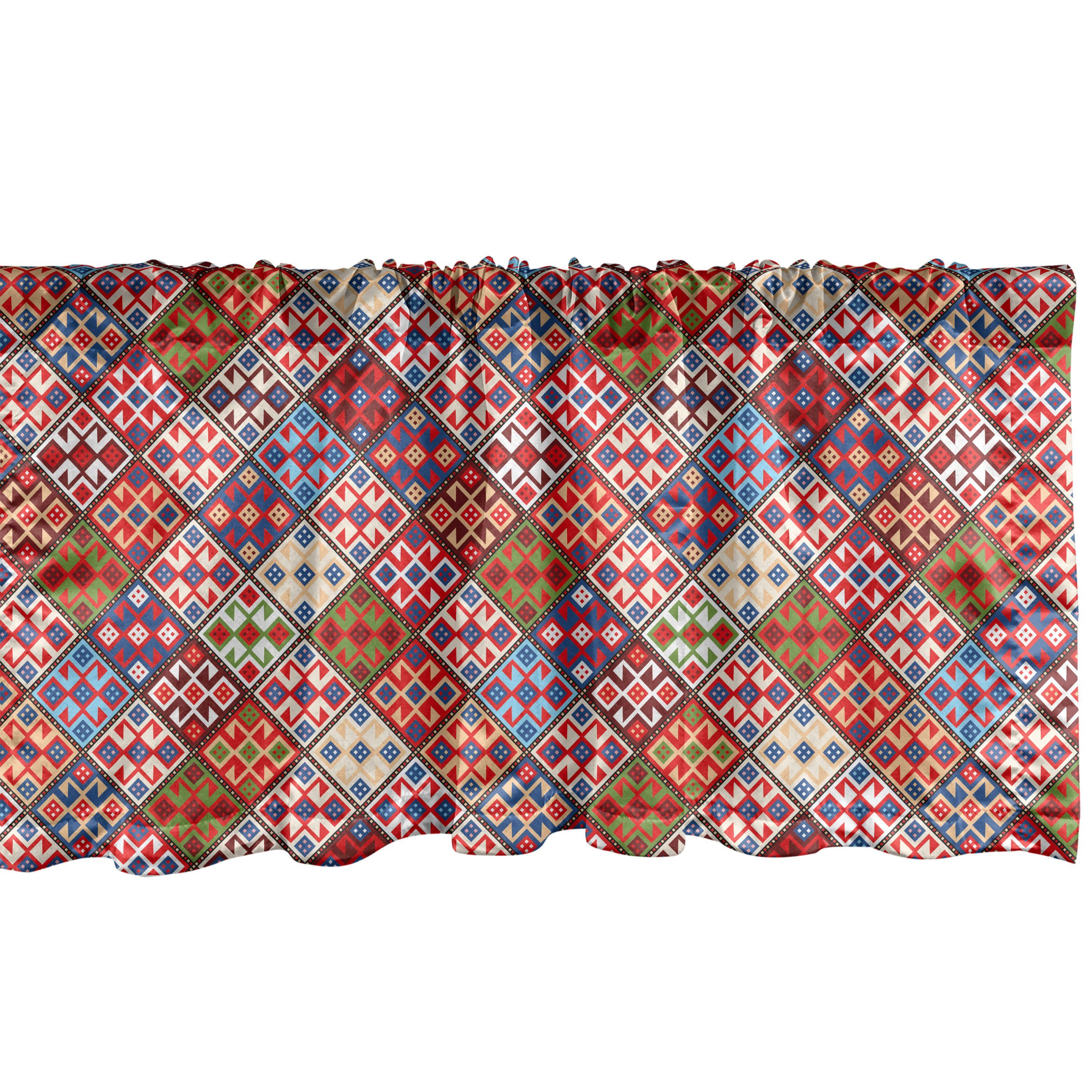 Scheibengardine Vorhang Volant für Küche Schlafzimmer Dekor mit Stangentasche, Abakuhaus, Microfaser, Bunt Nomadic Rug Tribal