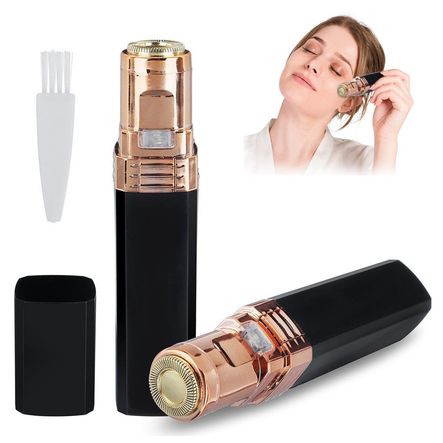 feinlux Epilierer Gesichtsepilierer Epilierer, Aufsätze: 1 St., Gesichtshaarentfernung für Frauen, Leise, sanft, mit integriertem LED-Licht, mini