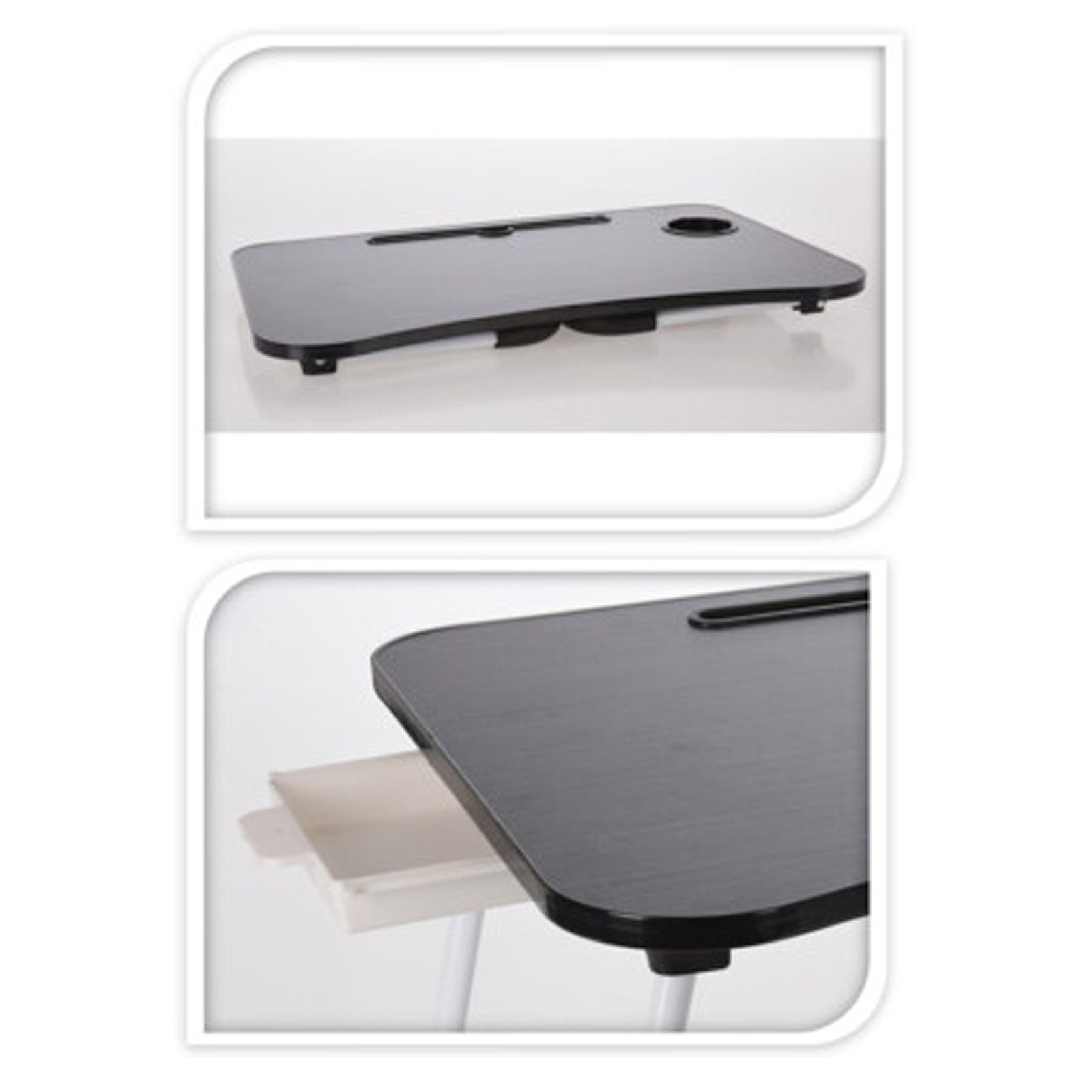 HAC24 Klapptisch Betttablett Laptop Tablett Betttisch Tablettisch Bett Sofa Tisch (1-St), mit Schublade Getränkehalter Klappbar 60 x 40 cm