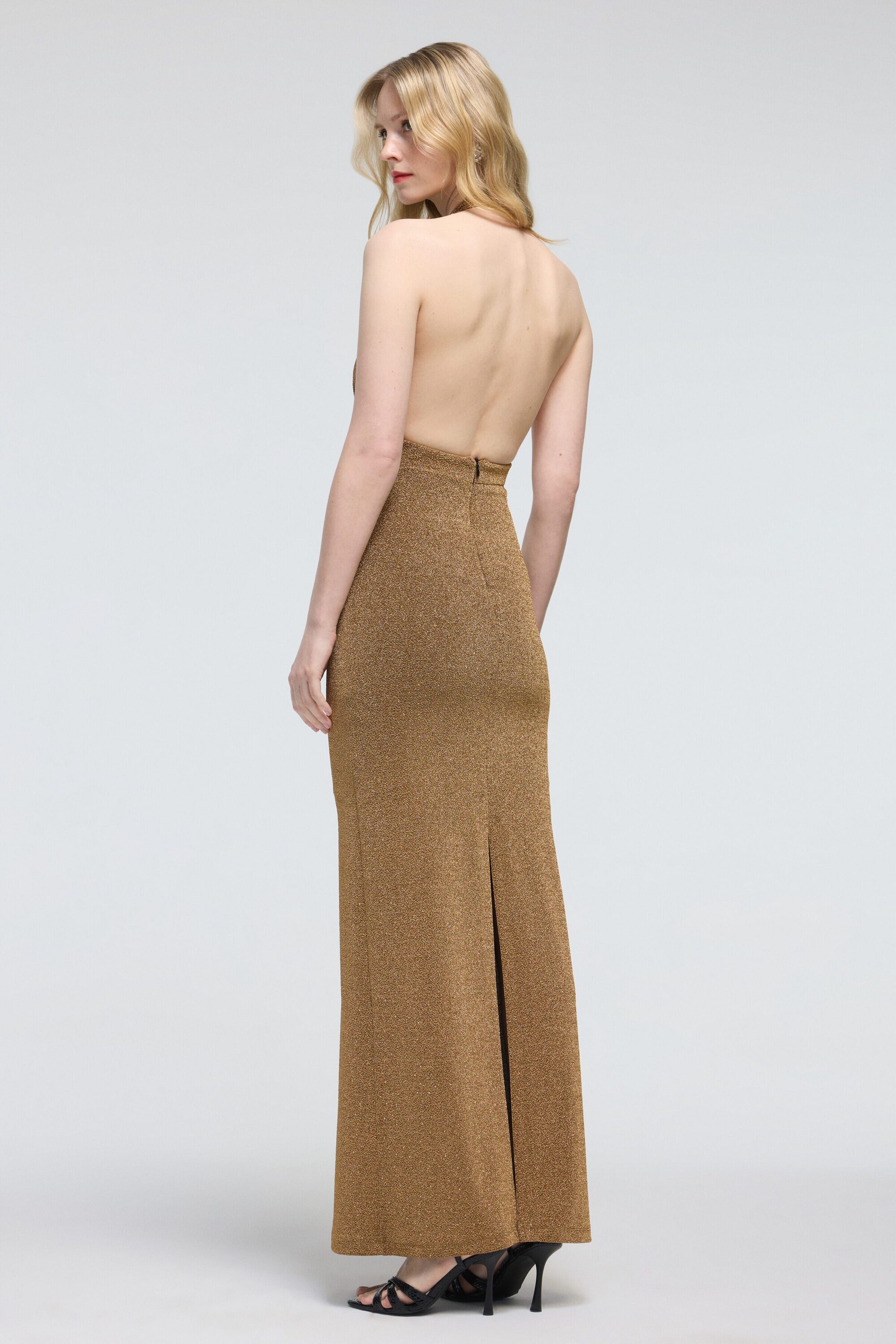 adL Abendkleid Glitzer-Maxikleid mit Neckholder