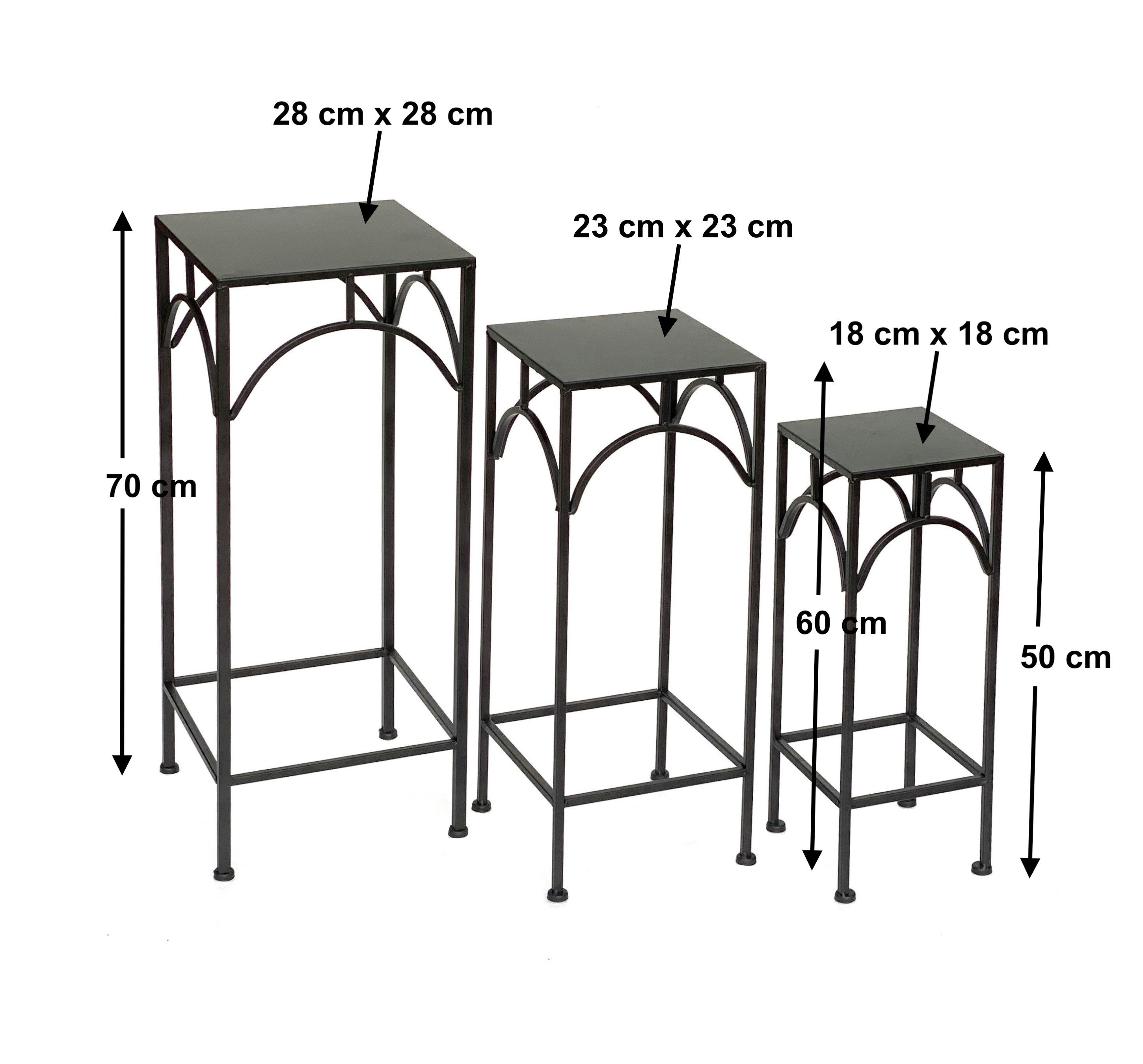 DanDiBo Blumenhocker Metall Schwarz Eckig 50 - 70 cm Blumenständer 96132 3er Set, Beistelltisch Blumensäule Modern Pflanzenständer Pflanzenhocker