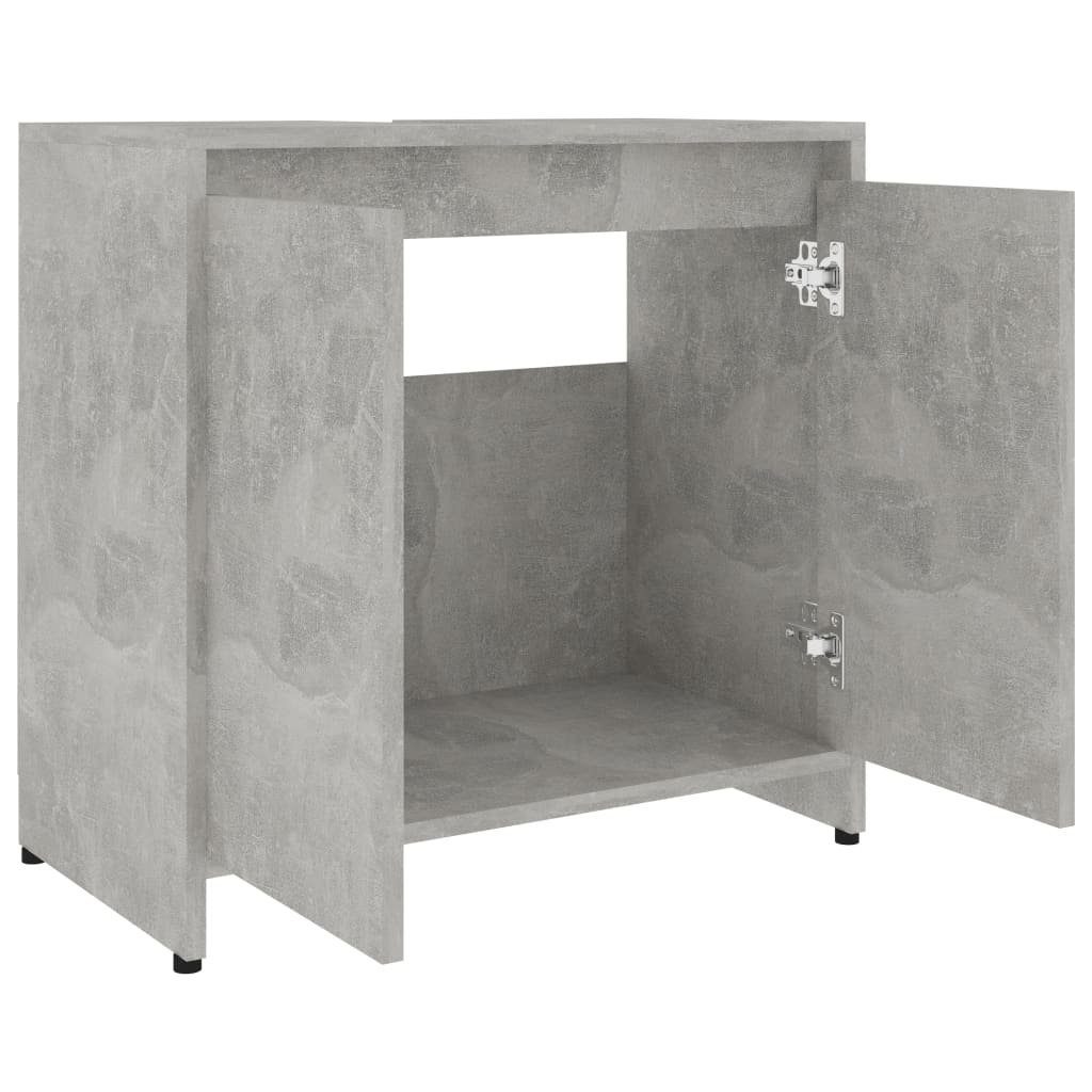 vidaXL Badezimmer-Set Badezimmerschrank Betongrau Holzwerkstoff, 60x33x61 cm (1-St)