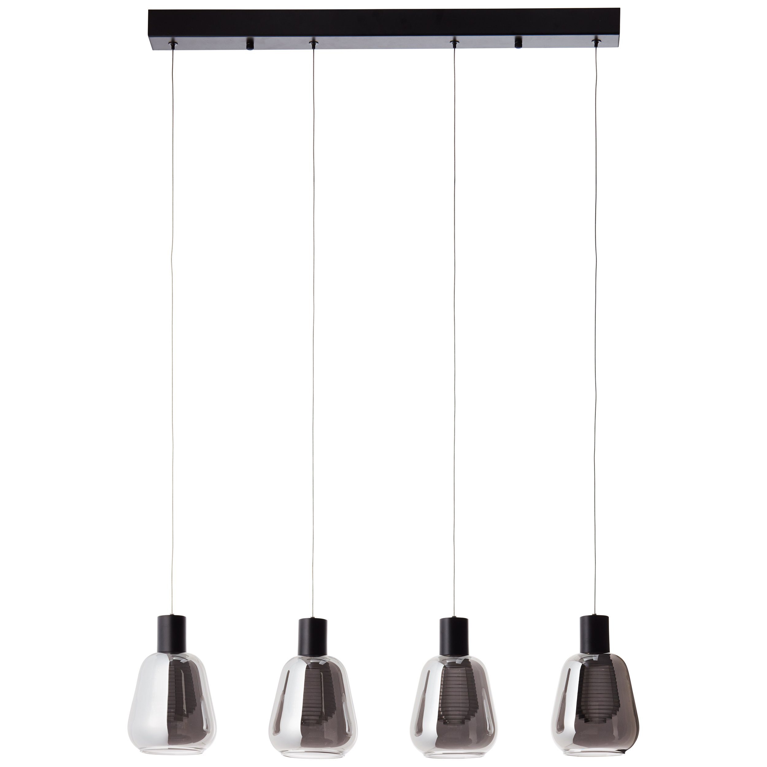 Brilliant Pendelleuchte Carlson, Pendelleuchte schwarz/rauchglas, LED Carlson 4flg Glas/Metall/Kunststo
