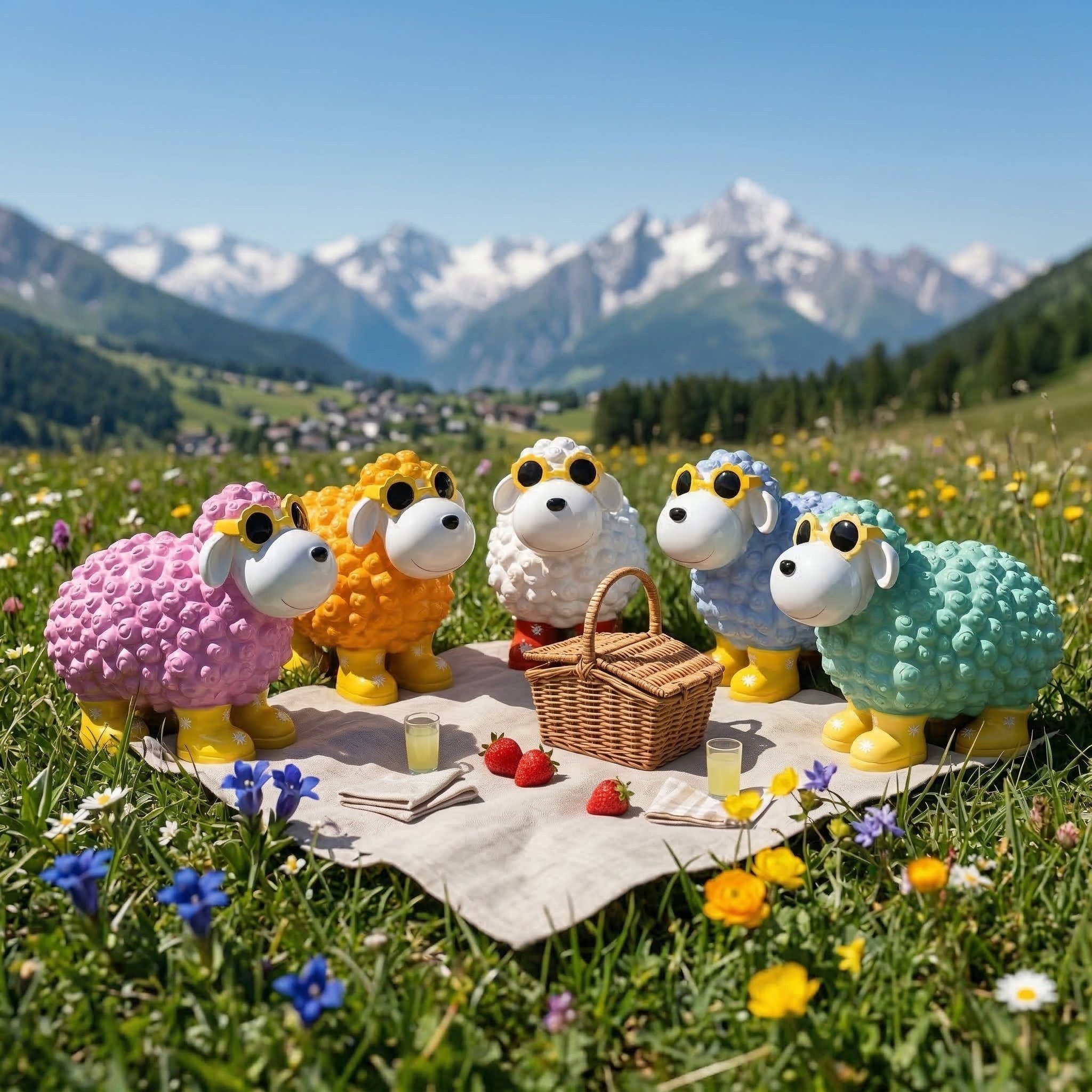 colourliving Tierfigur Gartenfigur »Schaf mit Blumenbrille«, bunte Dekofigur (1 St), Kombiniere verschiedene Farbvarianten – Bild 5 von 5