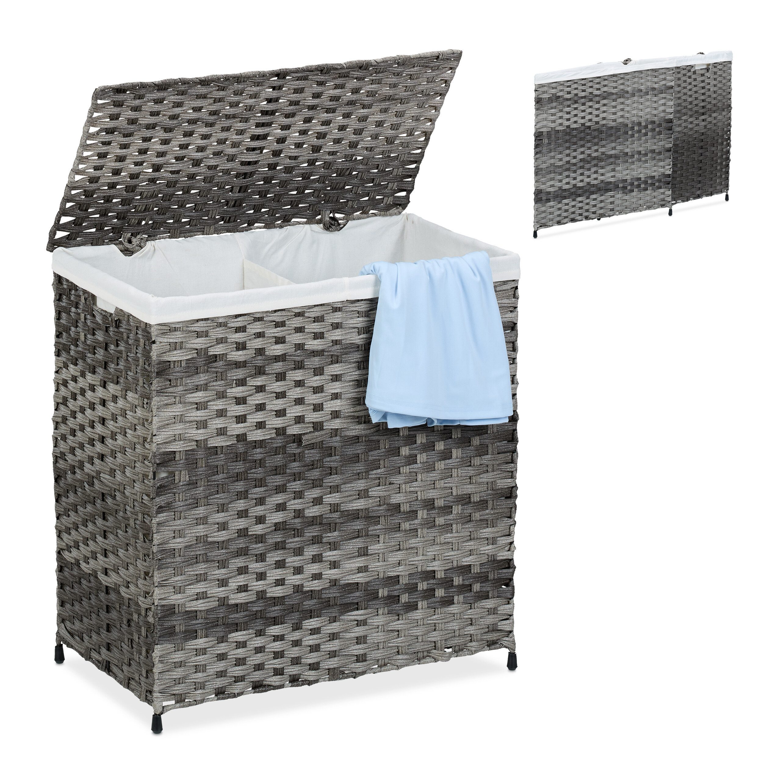 relaxdays Wäschekorb Rattan Optik 110 L, günstig online kaufen