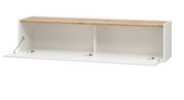 Furn.Design Wohnwand Center, (Wohnzimmer Set 4-teilig in weiß mit Wotan Eiche, Breite 300 - 360 cm), Breite und Höhe variabel
