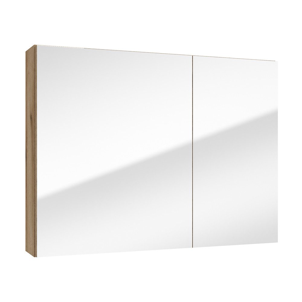 Lomadox Spiegelschrank RIVA-107 80 cm breit, 2 Türen in Eiche