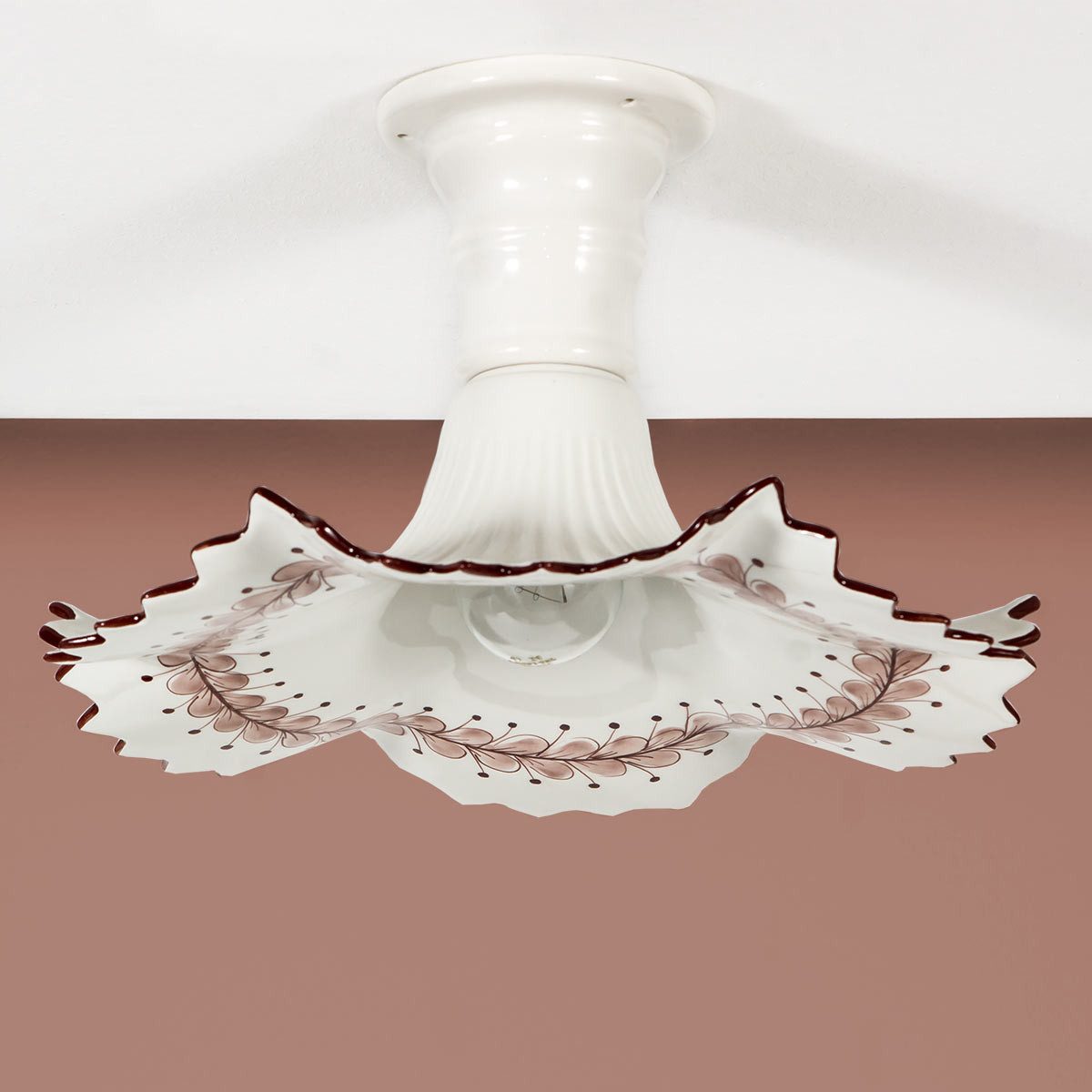 Helios Leuchten Deckenleuchte Küchenlampe Keramik weiß, Keramiklampe, Deckenlampe, für Esstisch Küche, handgefertigt handbemalt