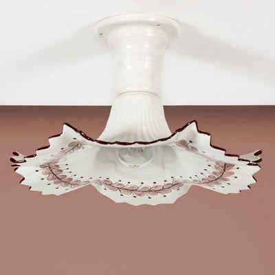 Helios Leuchten Deckenleuchte Küchenlampe Keramik weiß, Keramiklampe, Deckenlampe, für Esstisch Küche, handgefertigt handbemalt