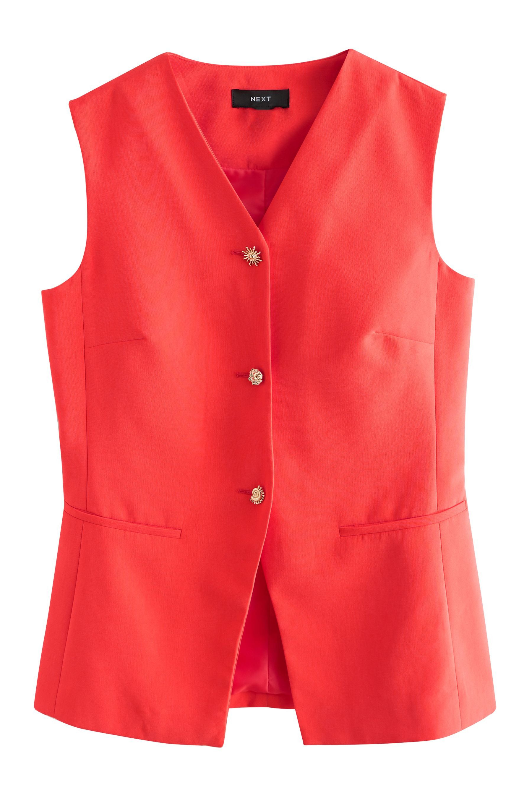 Next Anzugweste Weste mit Rundhalsausschnitt und Knopfdetail (1-tlg)