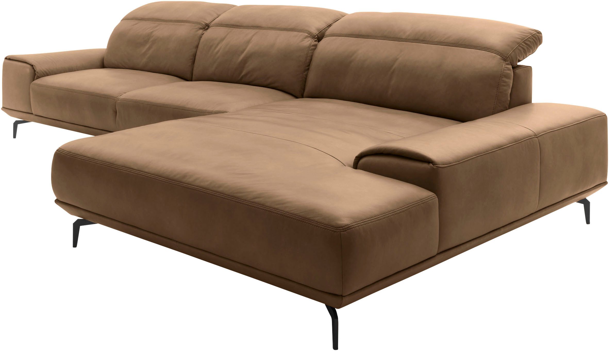 Musterring Wohnlandschaft MR 2490 Ecksofa mit erstklassigem Sitzkomfort, Long-Life-Leder, Fuß Schwarz, Sitzhöhe 46cm, wahlweise mit Funktionen, Maße 342x207 cm