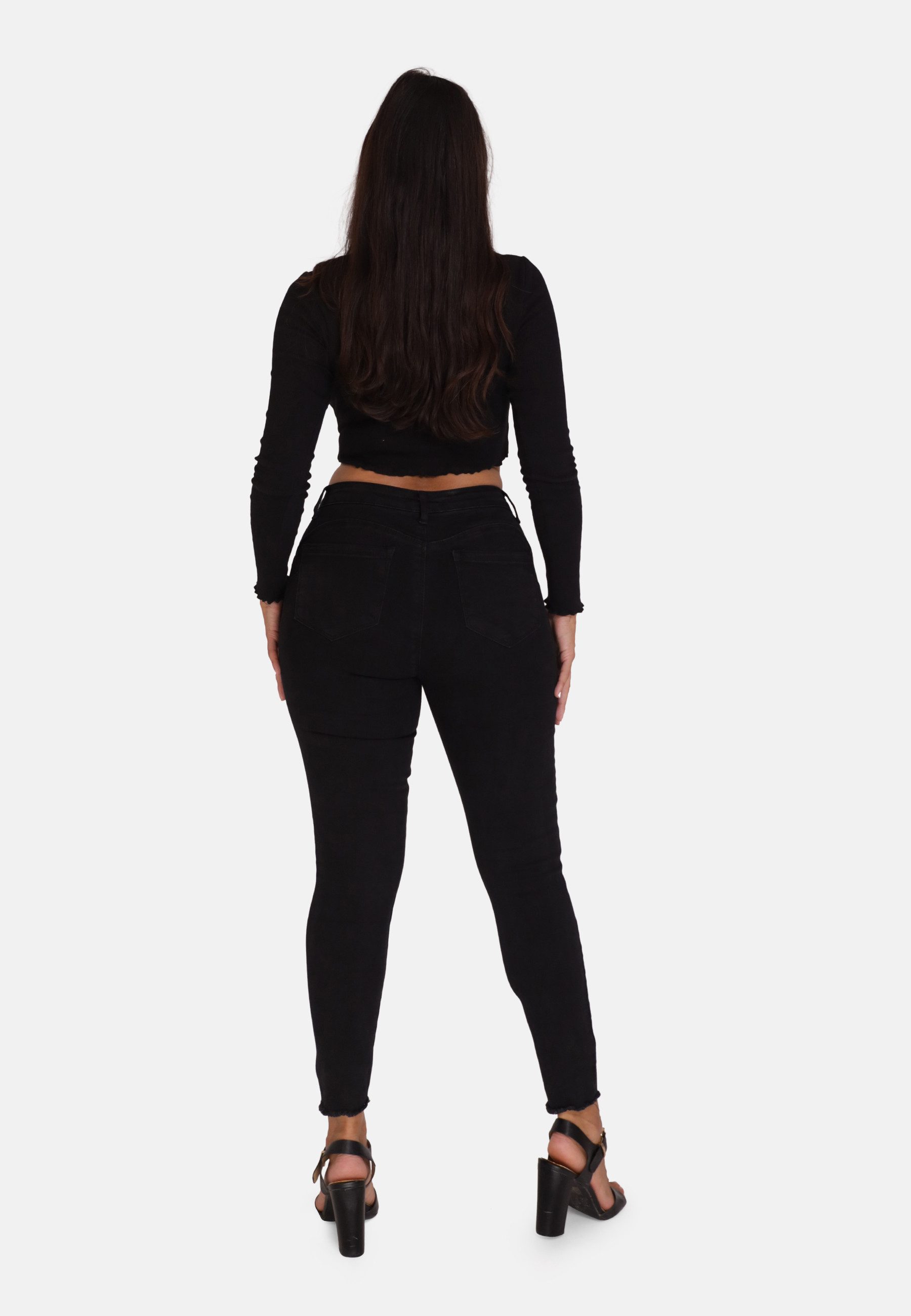 Elara Stretch-Hose — Damen Skinny Jeans mit 5-Pocket-Design und Fransensaum – Bild 3 von 4